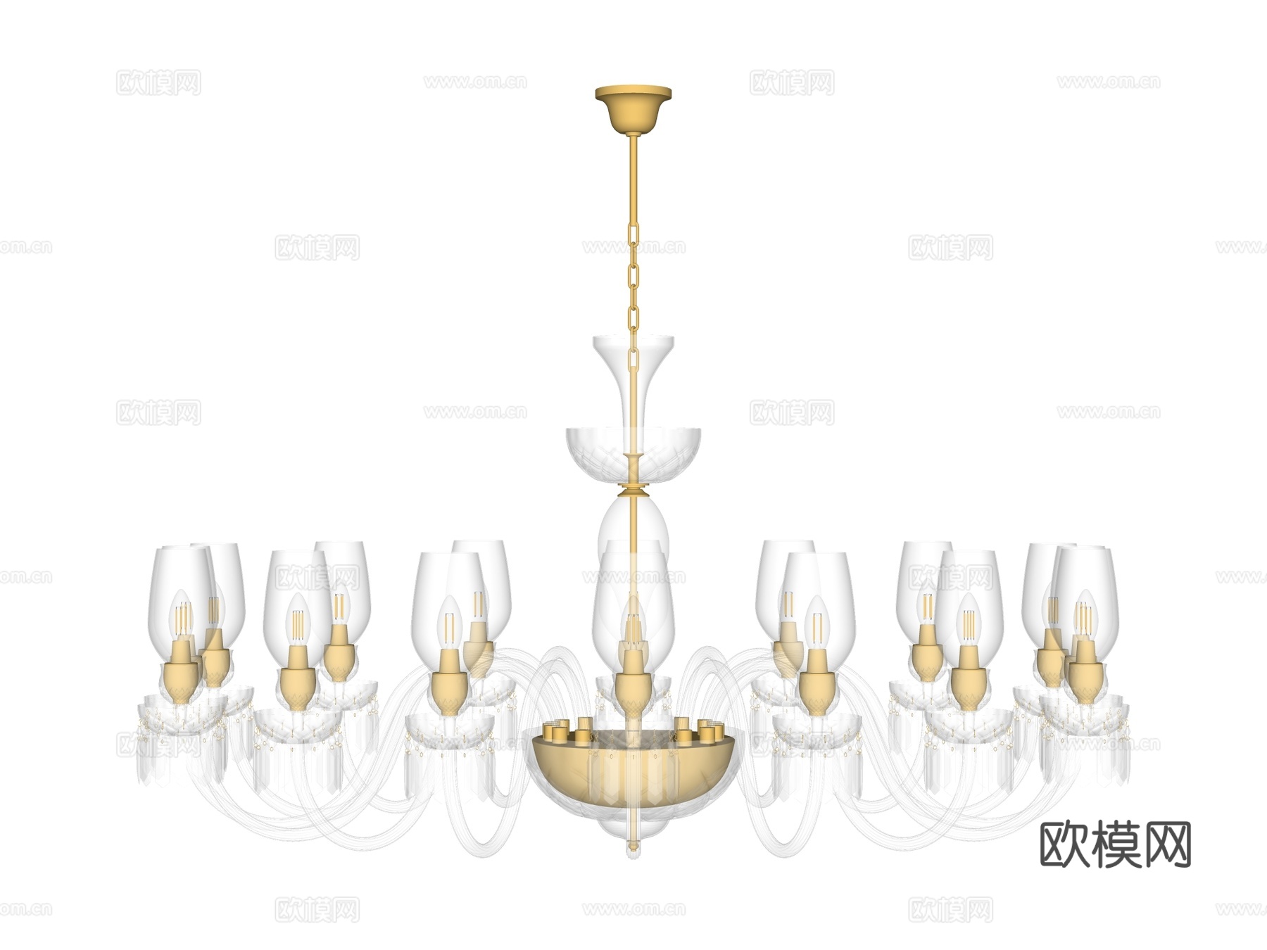 吊灯 水晶吊灯 金属吊灯 装饰灯具su模型下载（渲染图2）