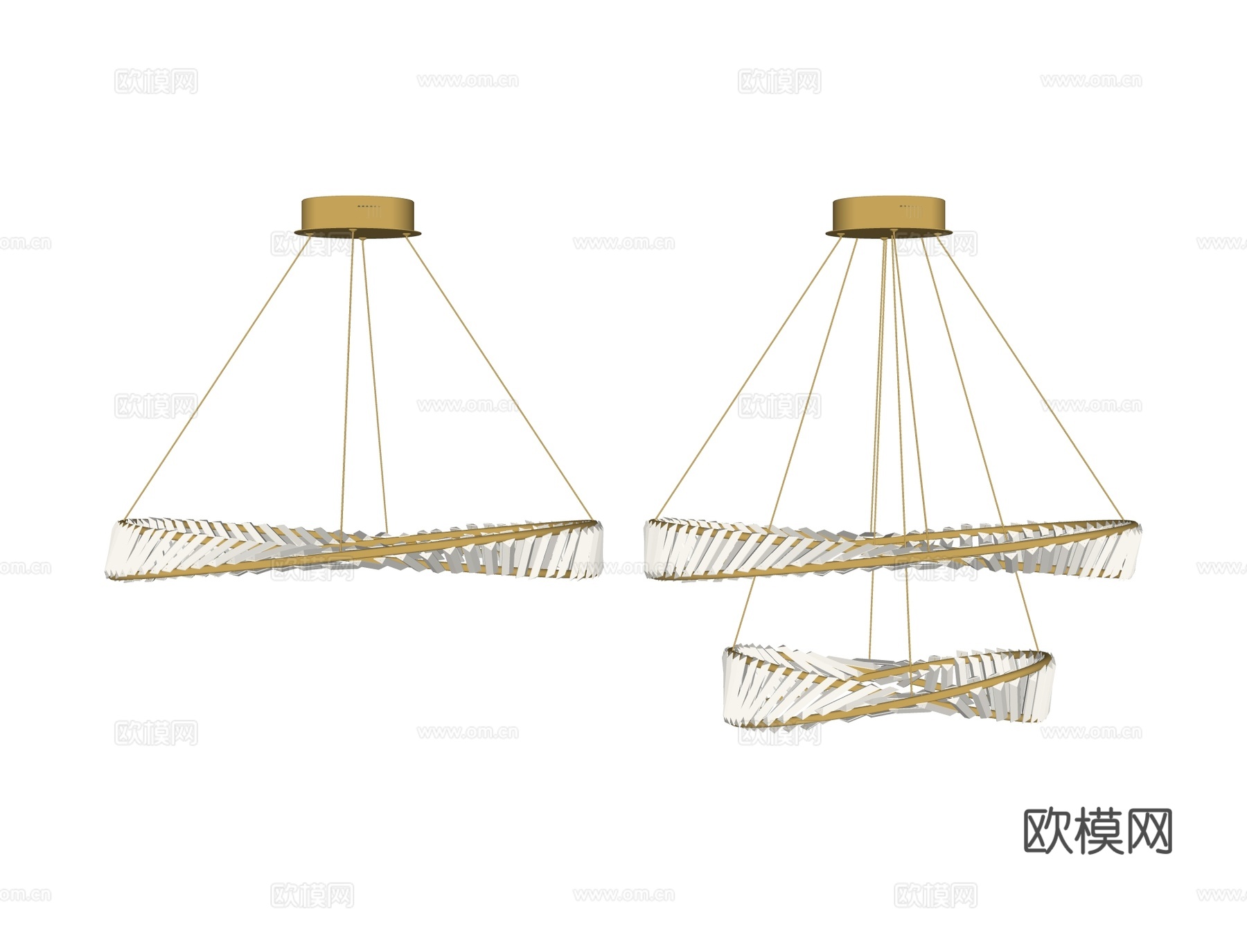 吊灯 水晶吊灯 金属吊灯 装饰灯具su模型下载（渲染图2）