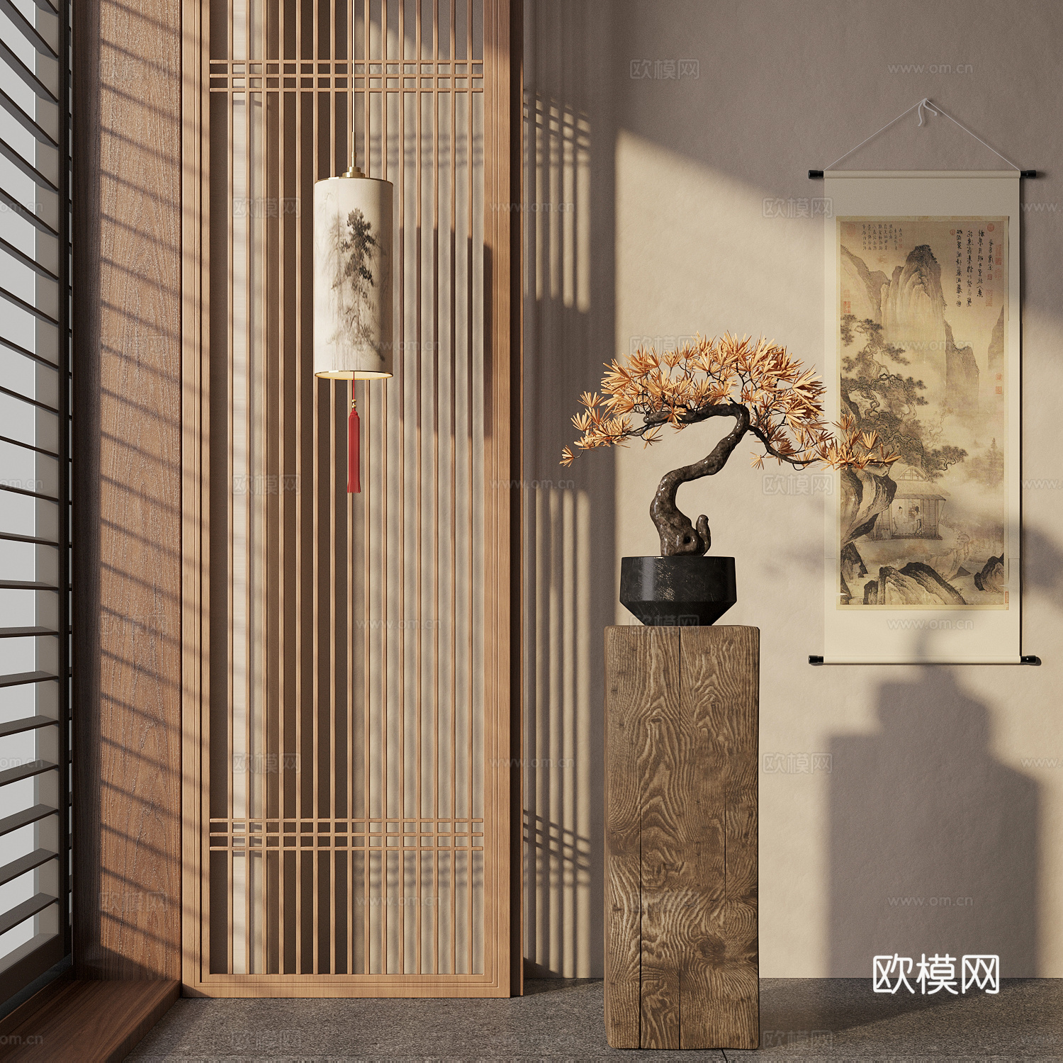 新中式花瓶 摆件装饰su模型