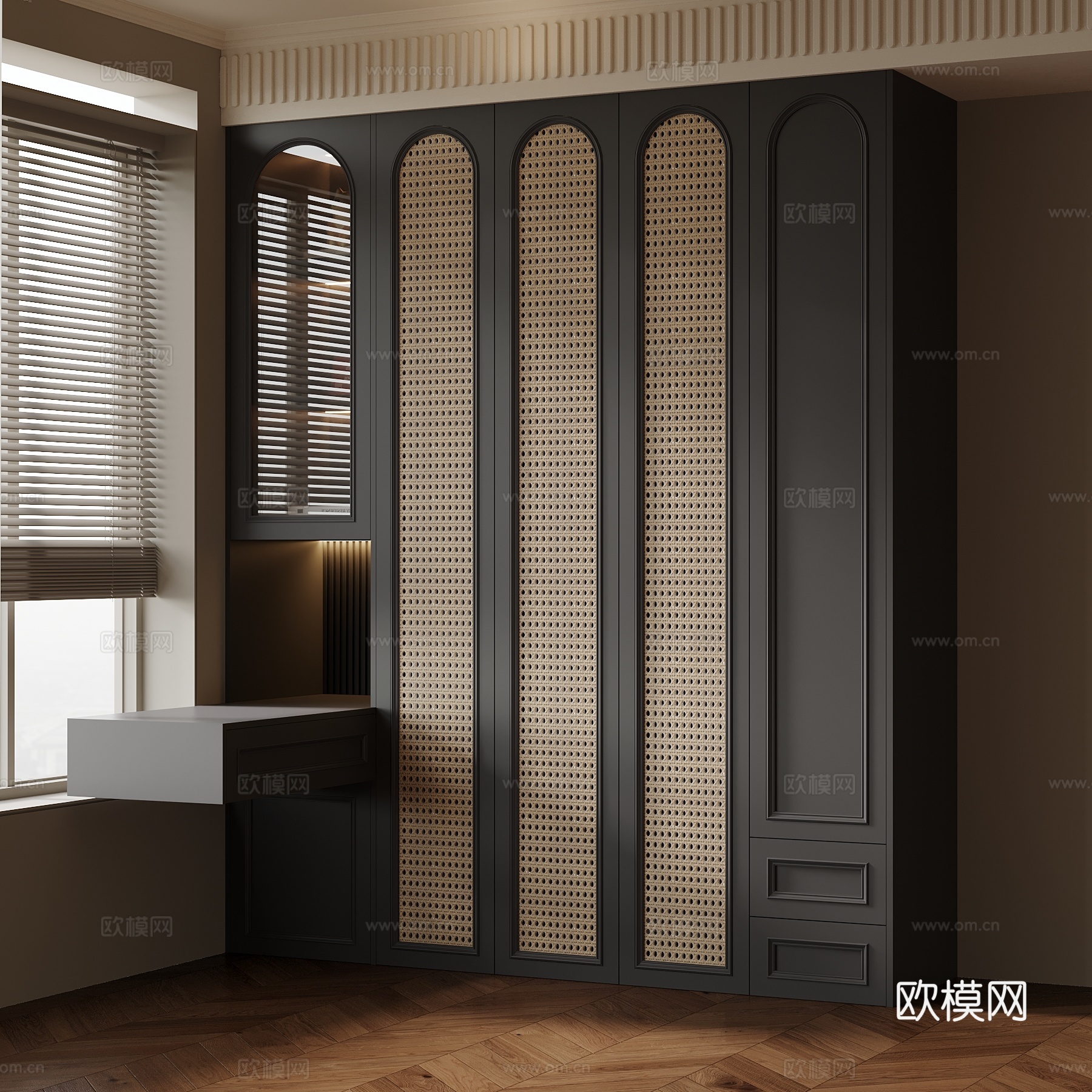 法式书柜su模型