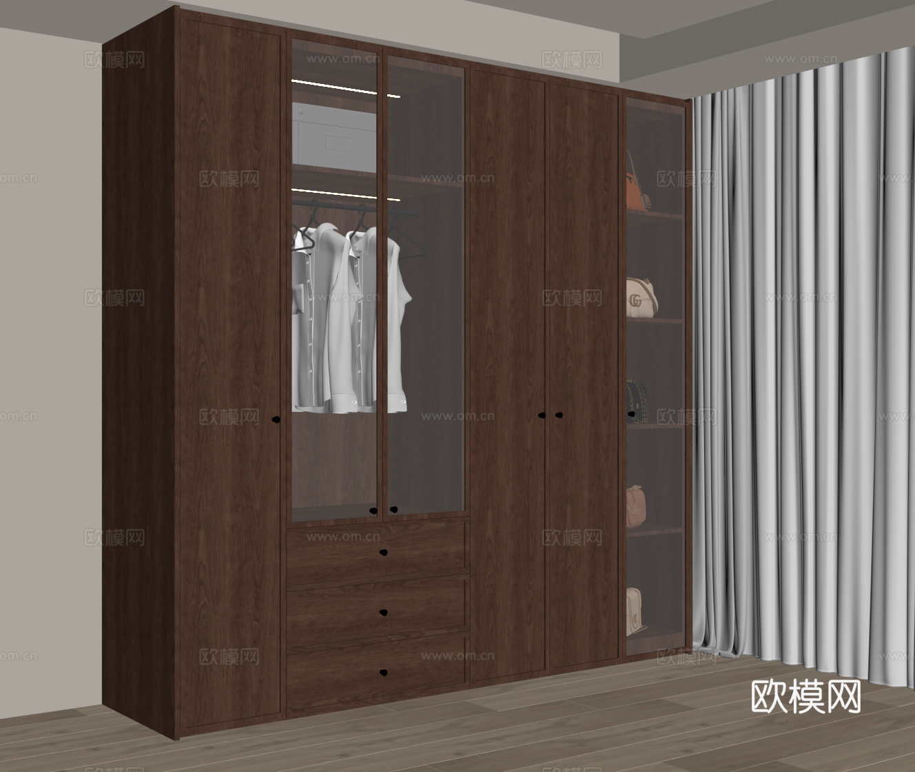 中古风衣柜su模型