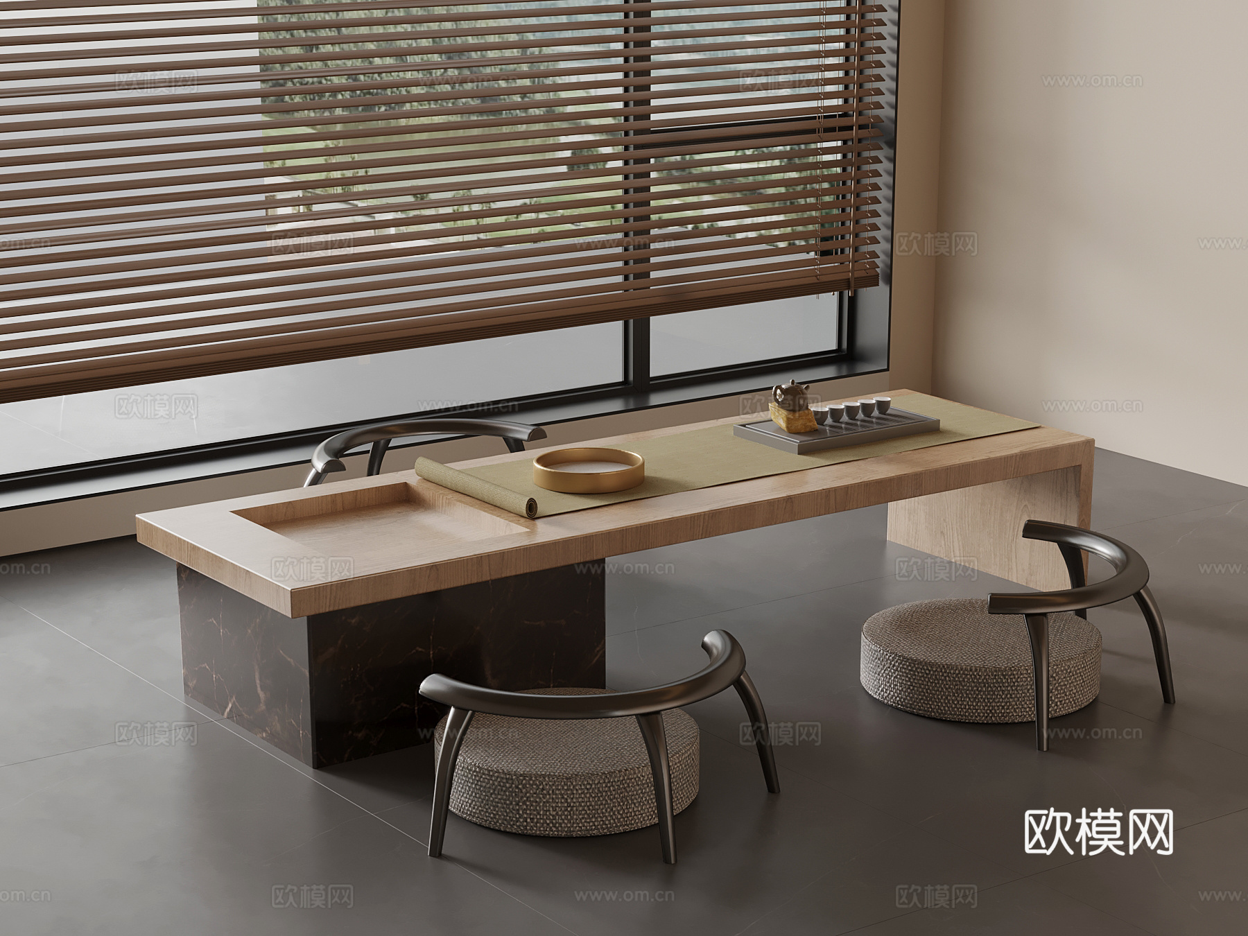 新中式小茶台su模型