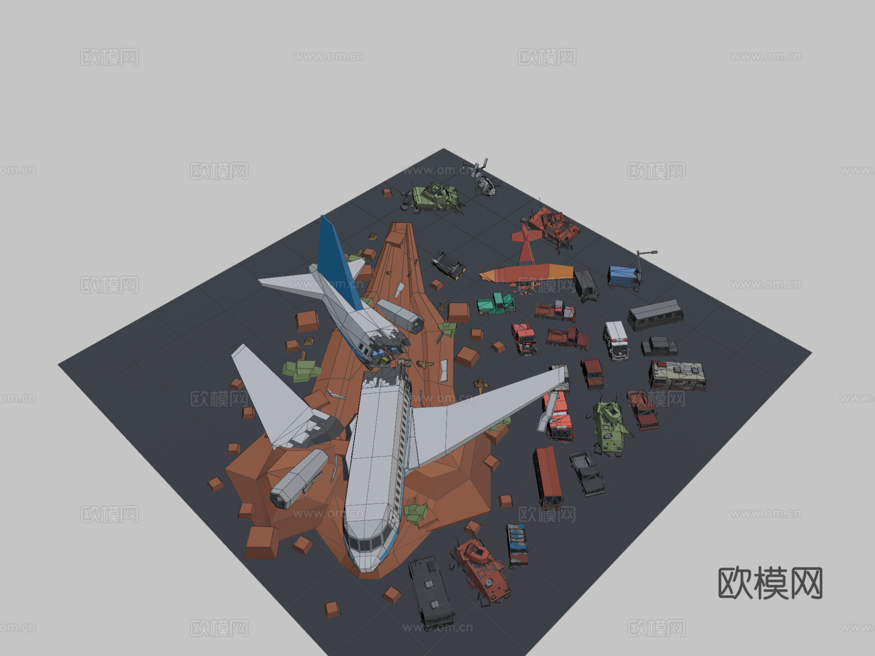 简易末世  受损车辆3d模型下载（渲染图2）