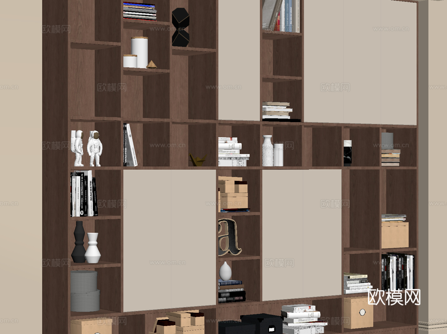 现代中古风书柜 置物柜su模型