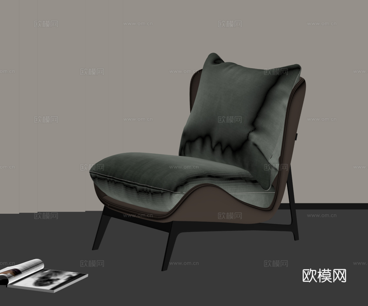 现代意式单人沙发 休闲沙发su模型