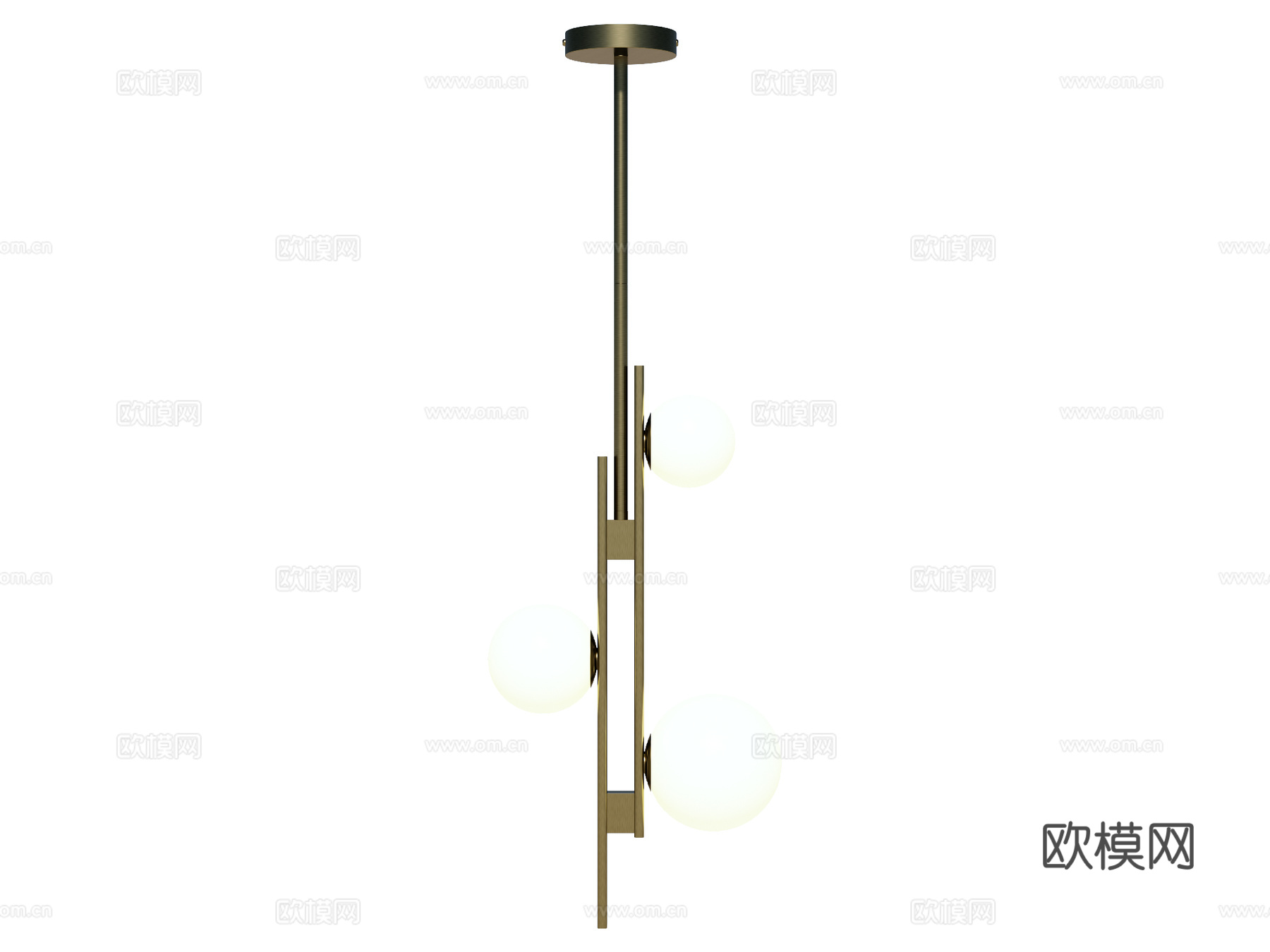 吊灯 金属吊灯 装饰灯具su模型下载（渲染图1）