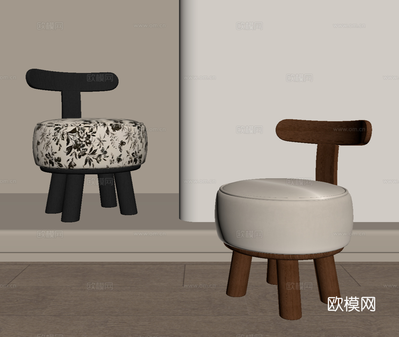 法式中古小凳子 小椅子su模型
