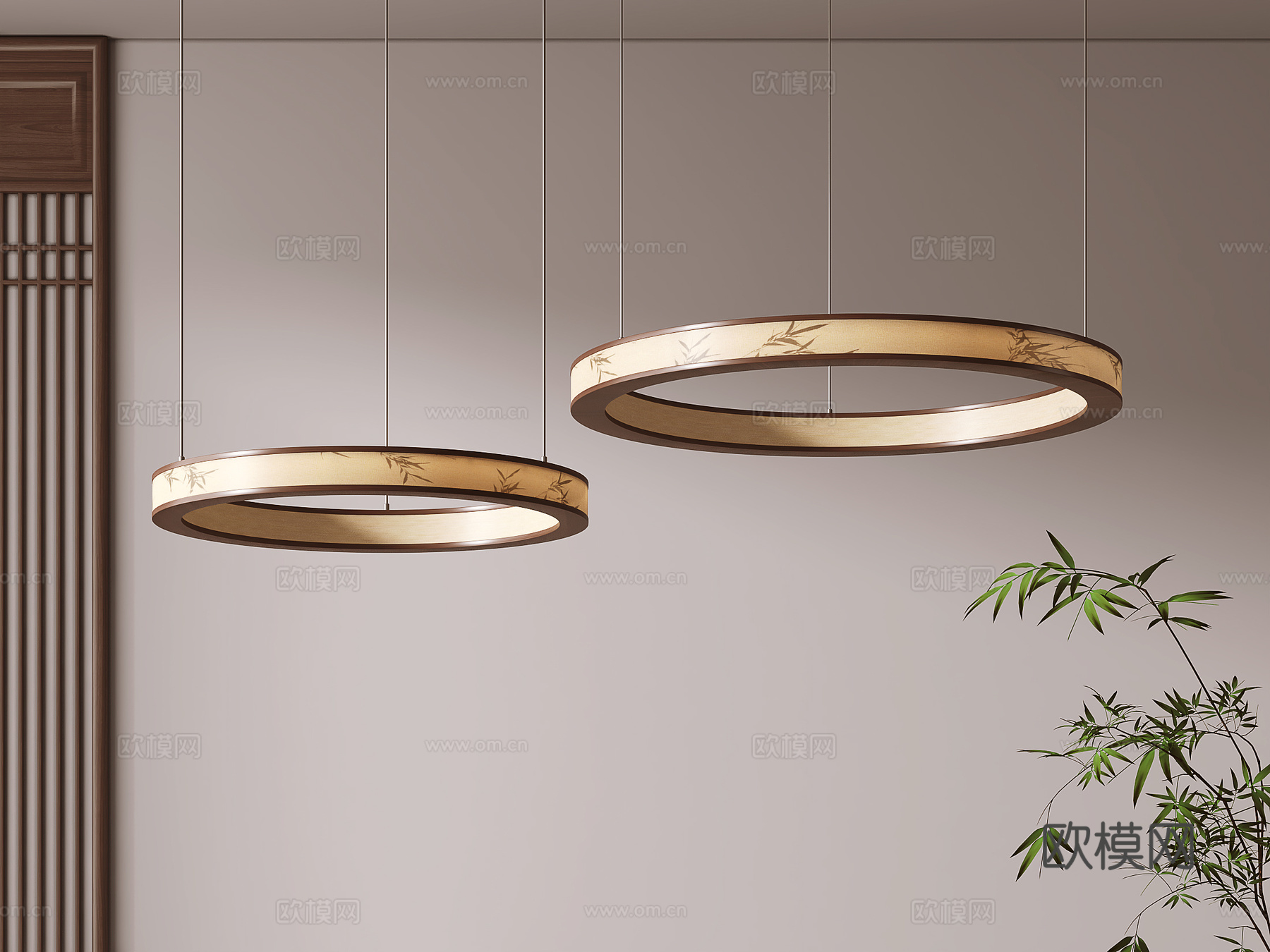 新中式吊灯su模型