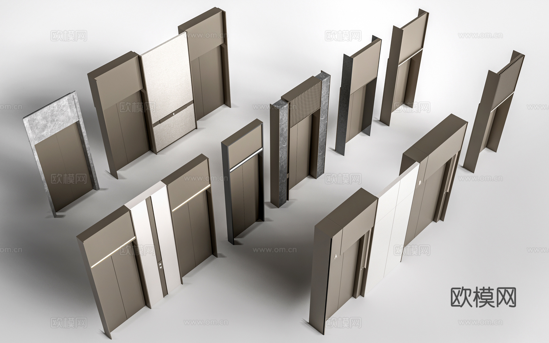 现代电梯厅 电梯门 电梯轿厢 升降电梯su模型