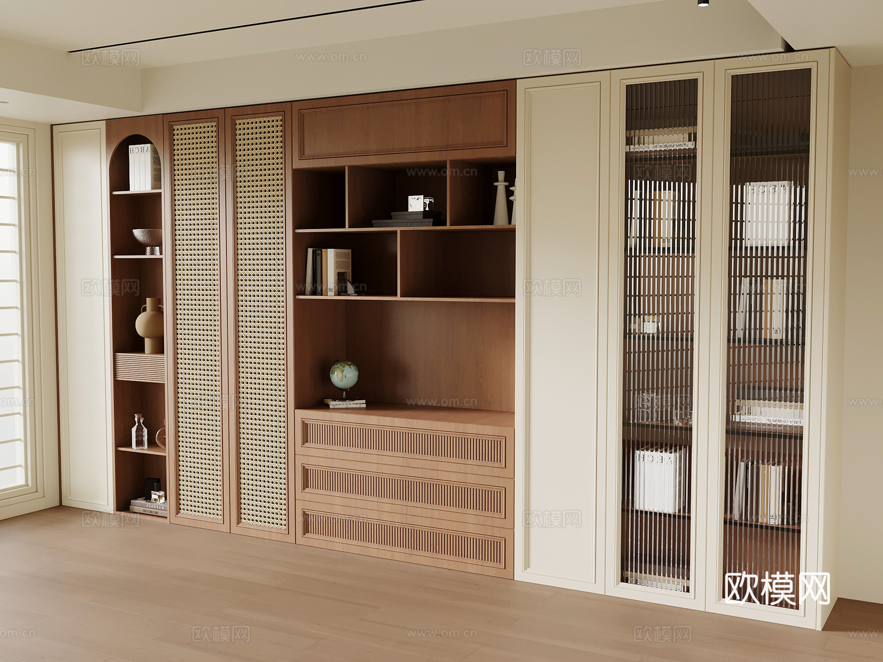 侘寂中古书柜 边柜 置物柜su模型