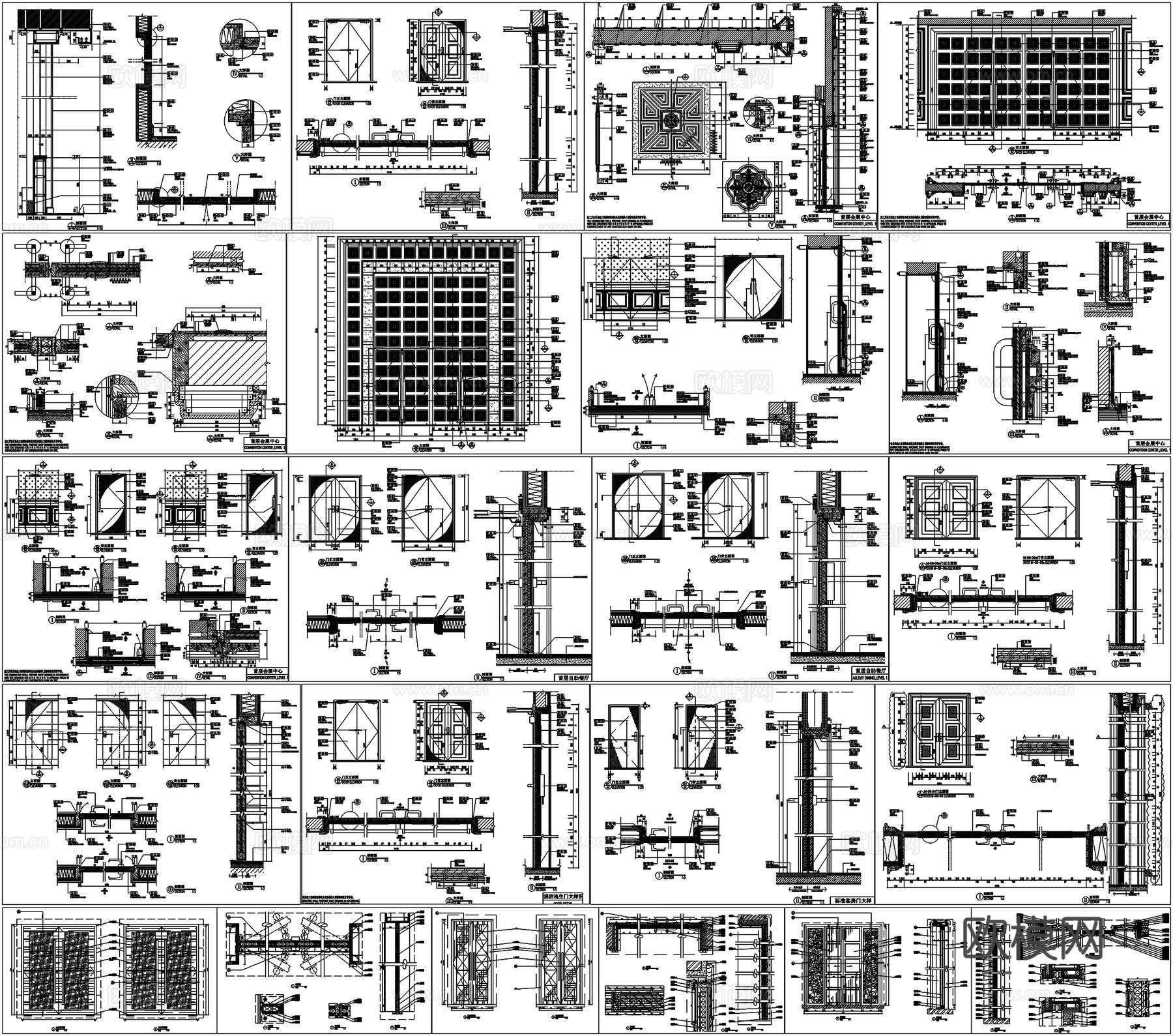 房门大门玻璃门暗门防火门推拉门自动门卫生间门详图节点CAD素cad施工图