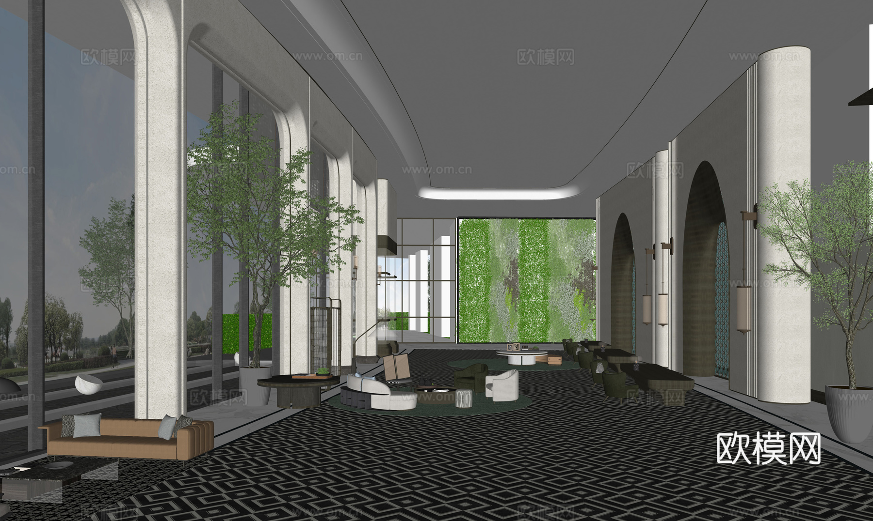 现代轻奢 售楼部  大堂su模型