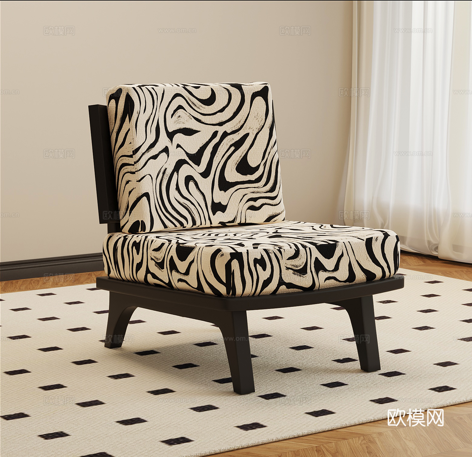 法式复古休闲椅 单人沙发su模型