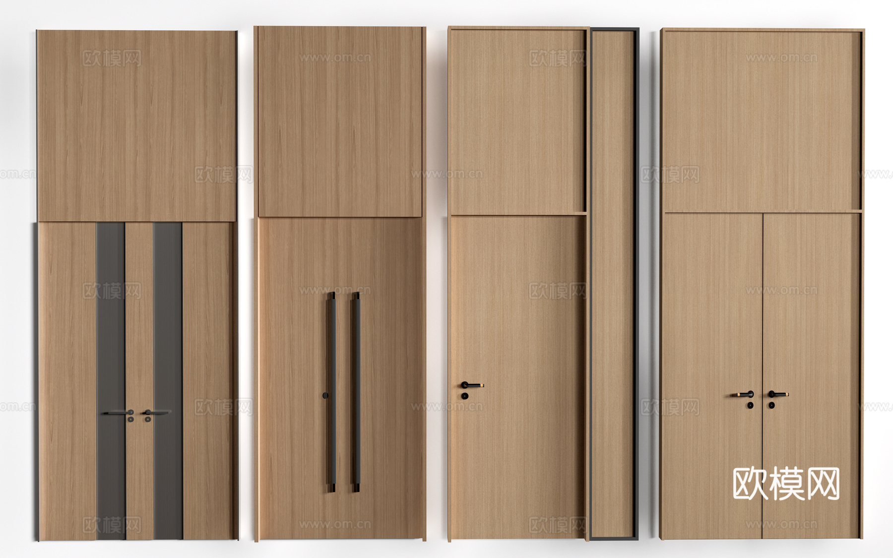 新中式木门 工装门 报告厅门 双开门 宴会厅门su模型
