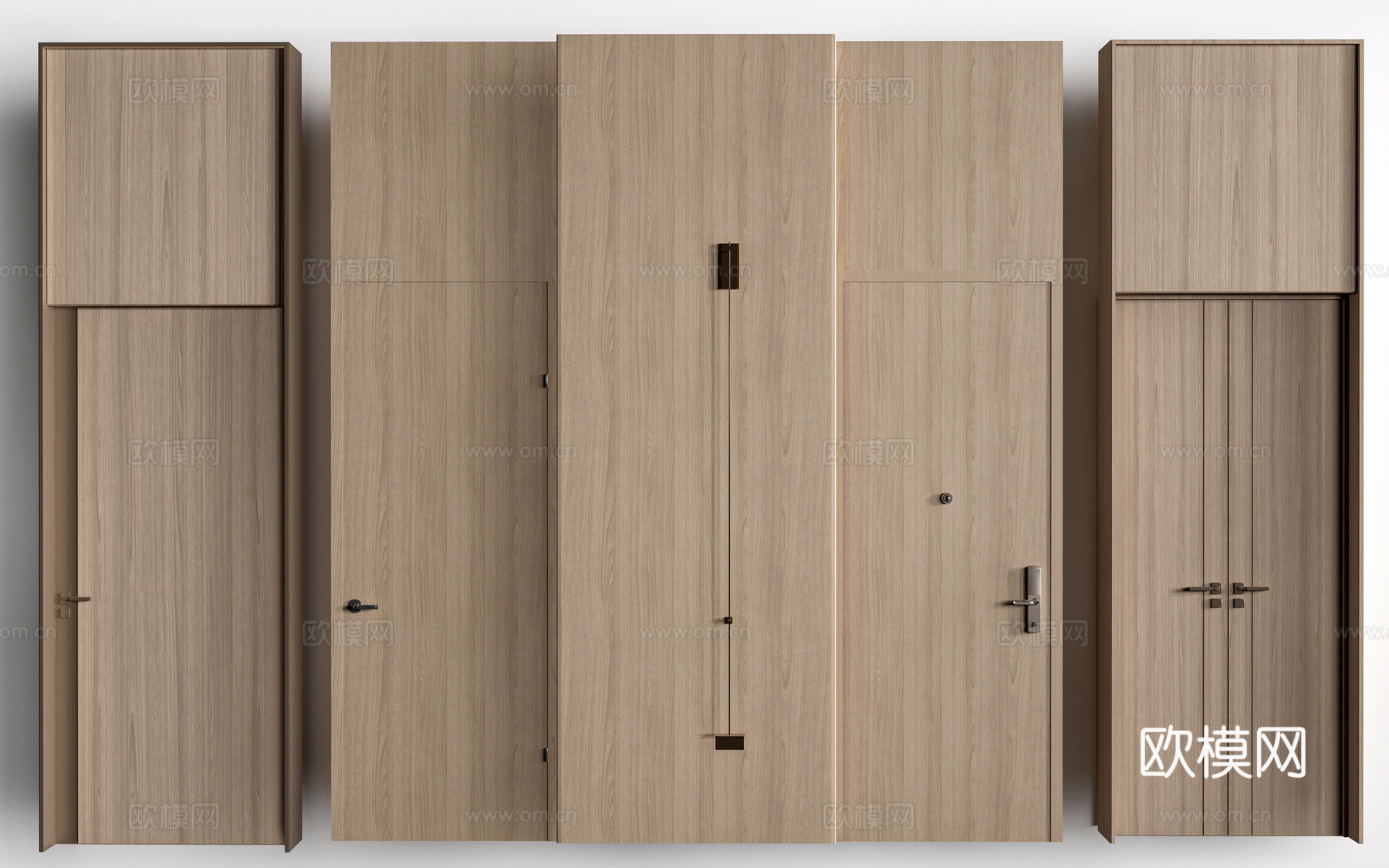 新中式木门 工装门 报告厅门 双开门 宴会厅门su模型