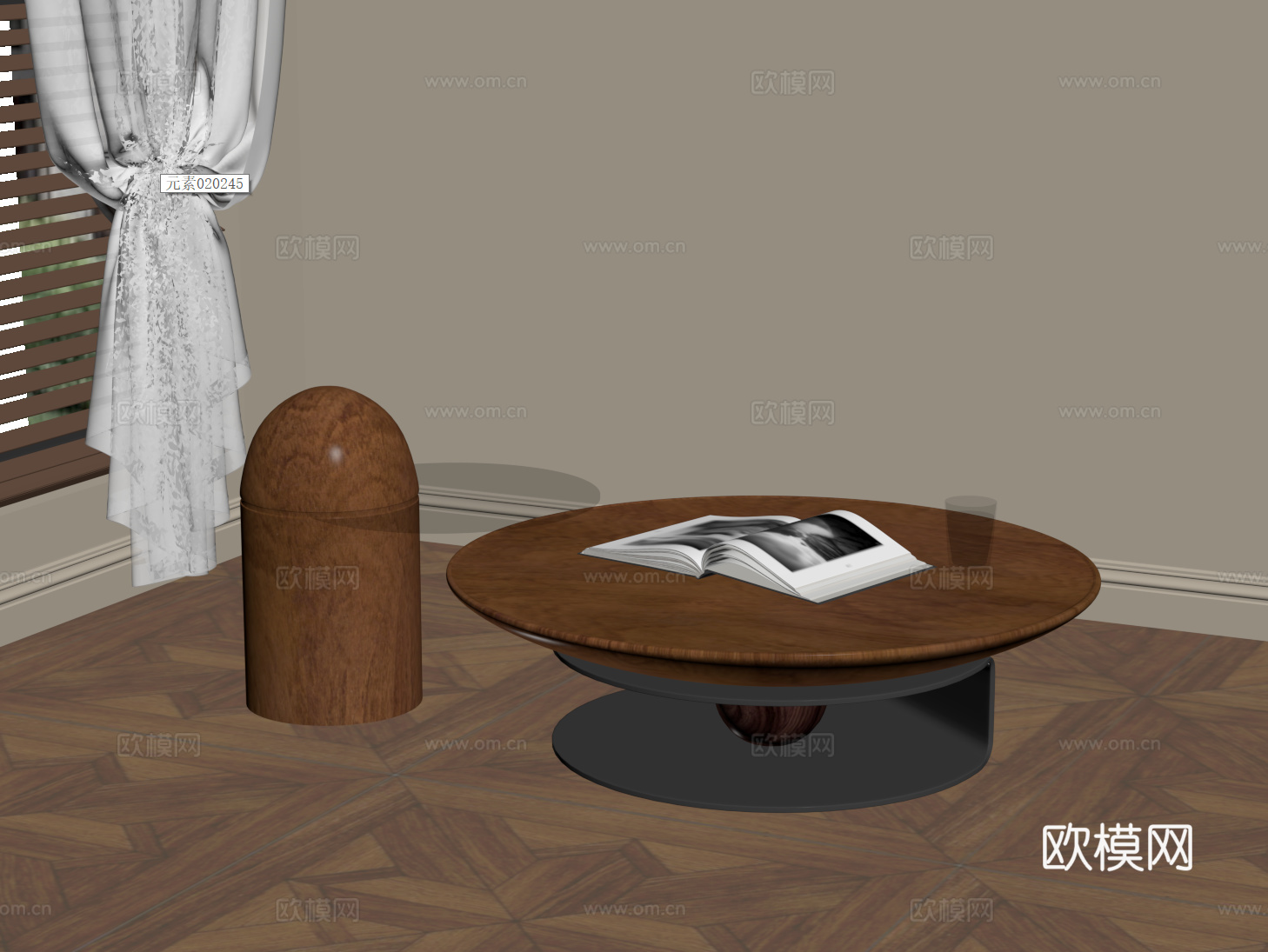 意式木茶几 圆茶几 子母茶几 飞碟茶几su模型