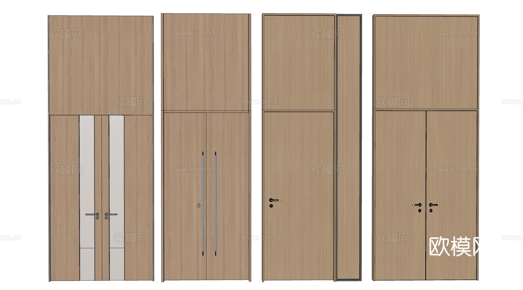 新中式木门 工装门 报告厅门 双开门 宴会厅门su模型