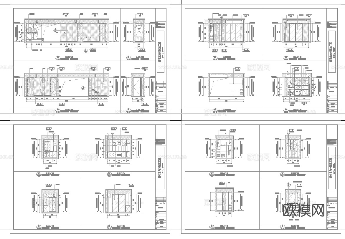 3套意式风样板间 最新全套 效果图 施工图设计cad施工图