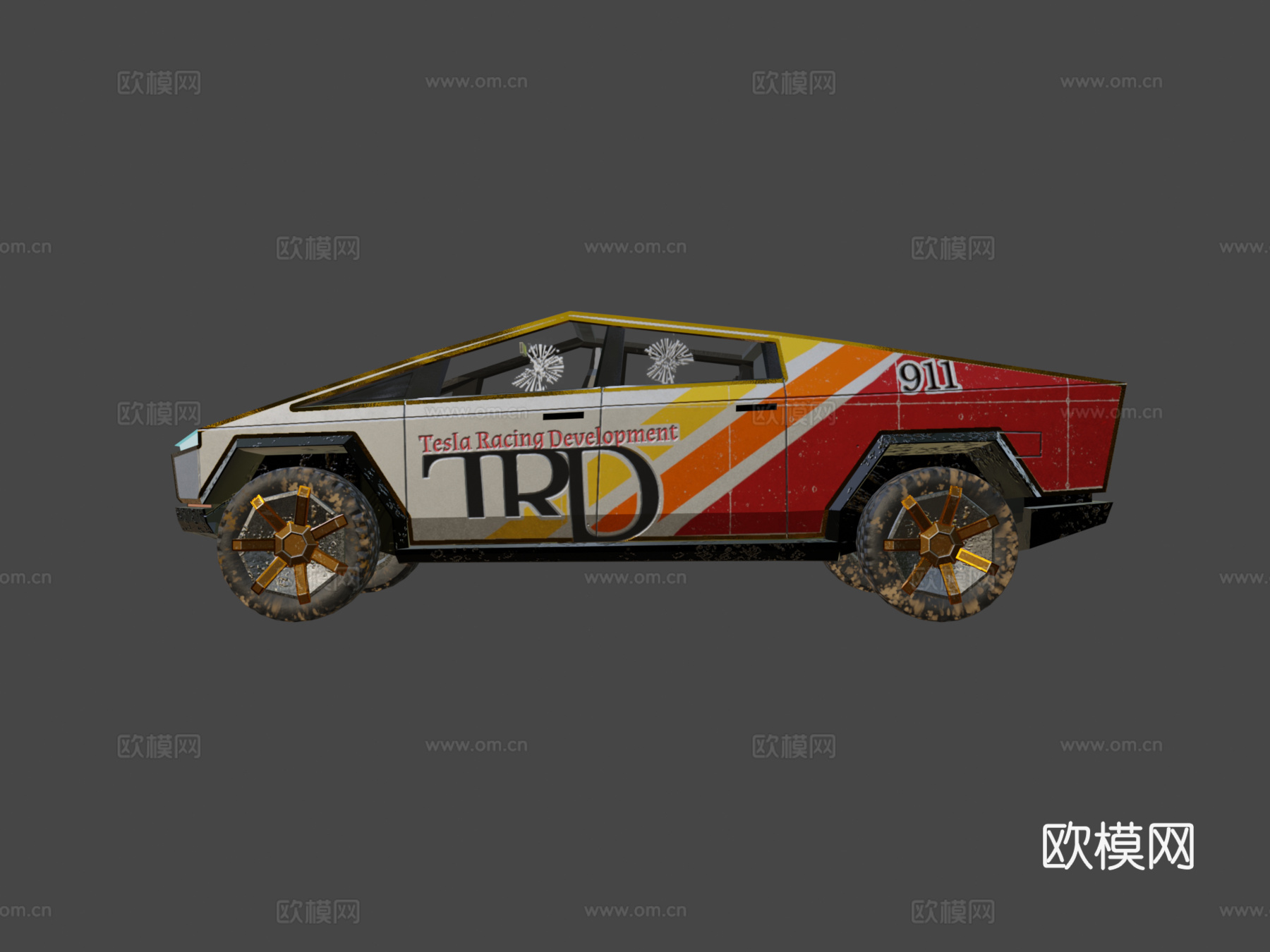 特斯拉Cybertruck赛车3d模型下载（渲染图6）