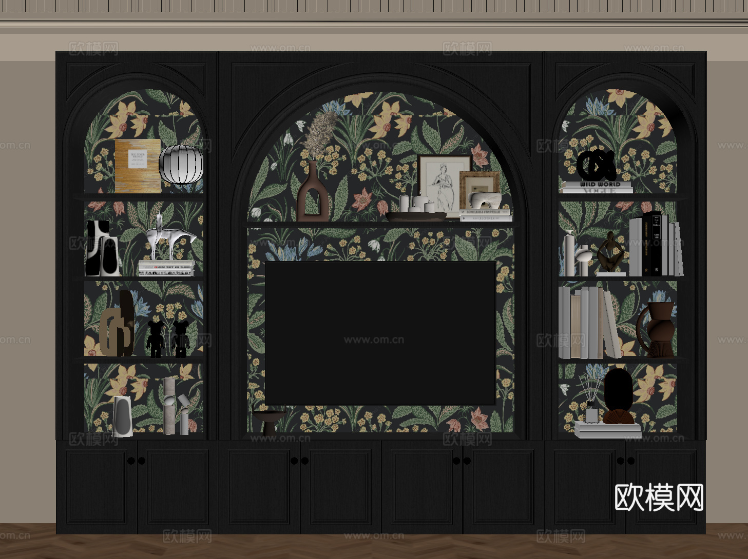 法式复古电视柜 边柜su模型