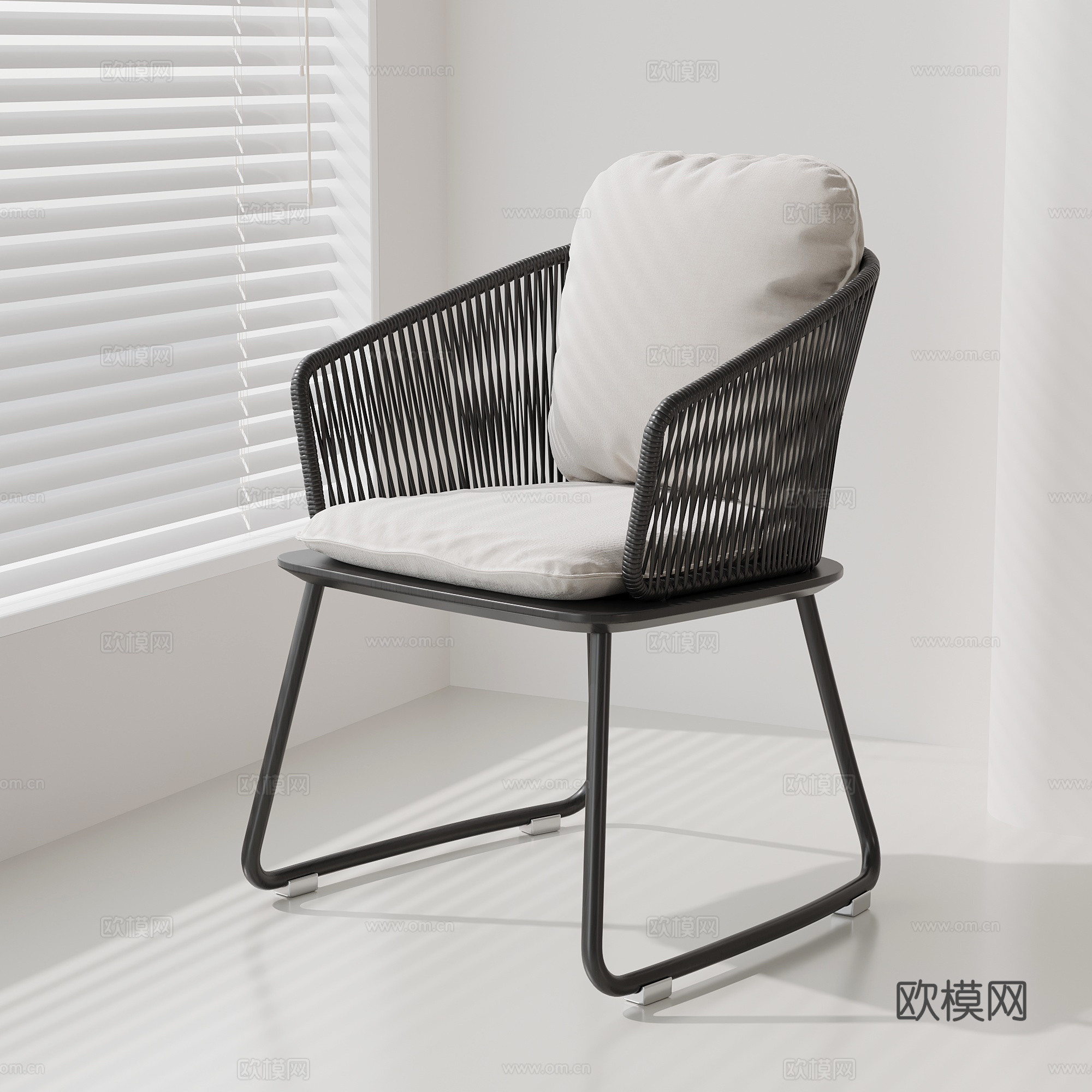 现代休闲椅 藤编休闲椅su模型