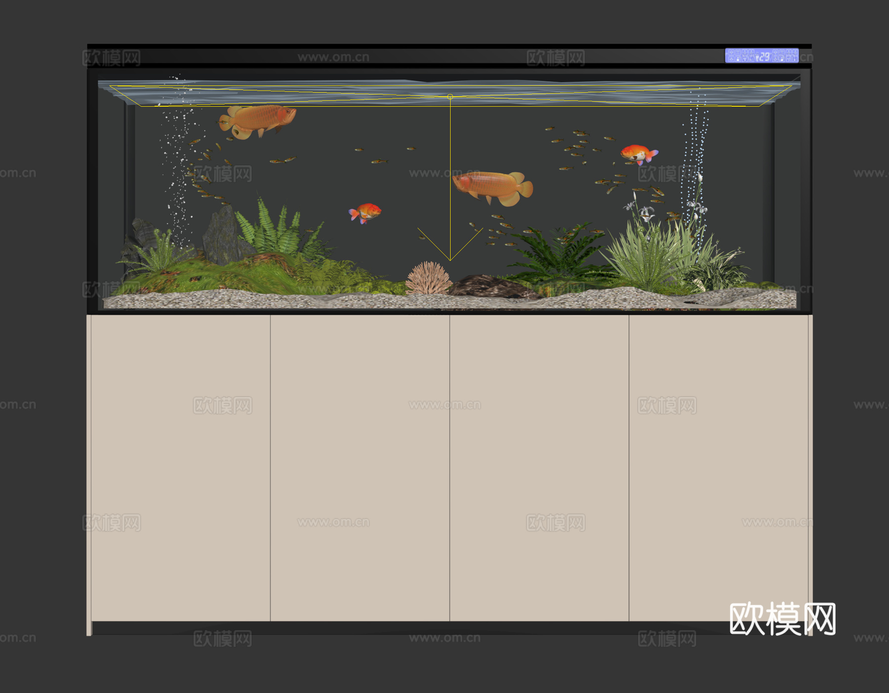 现代鱼缸su模型