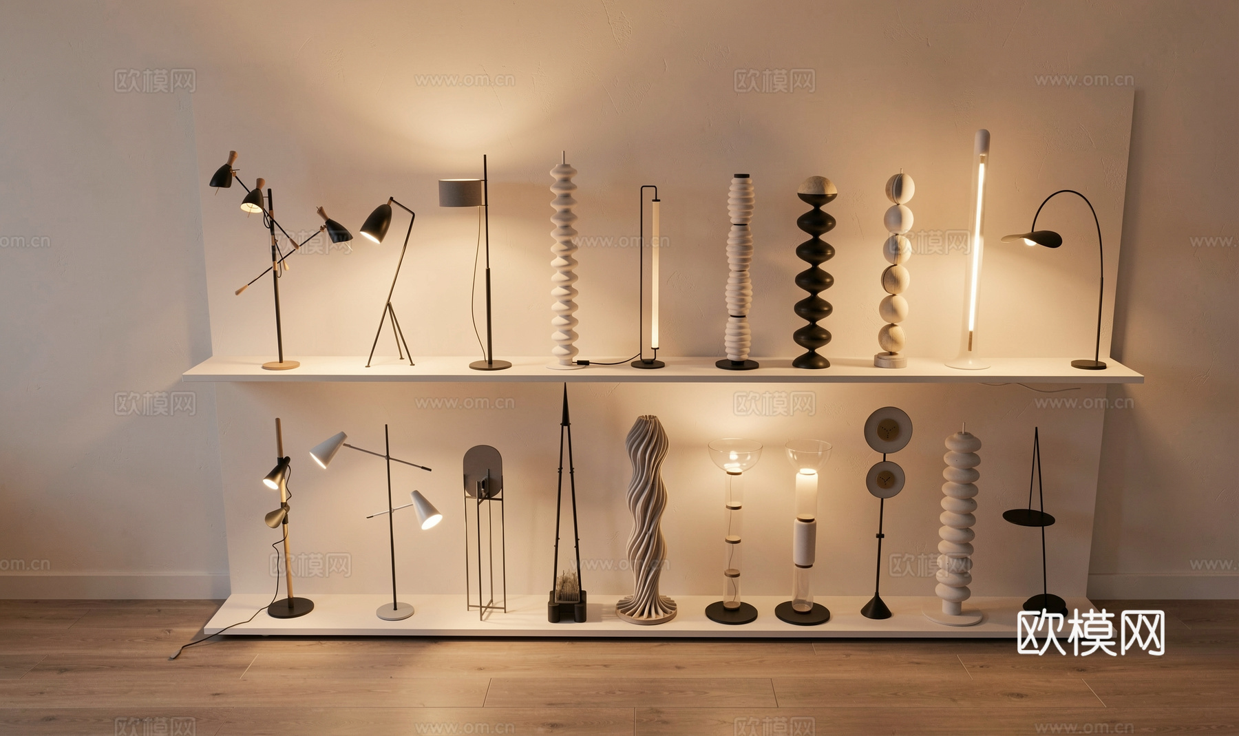 现代极简落地灯 钓鱼灯su模型
