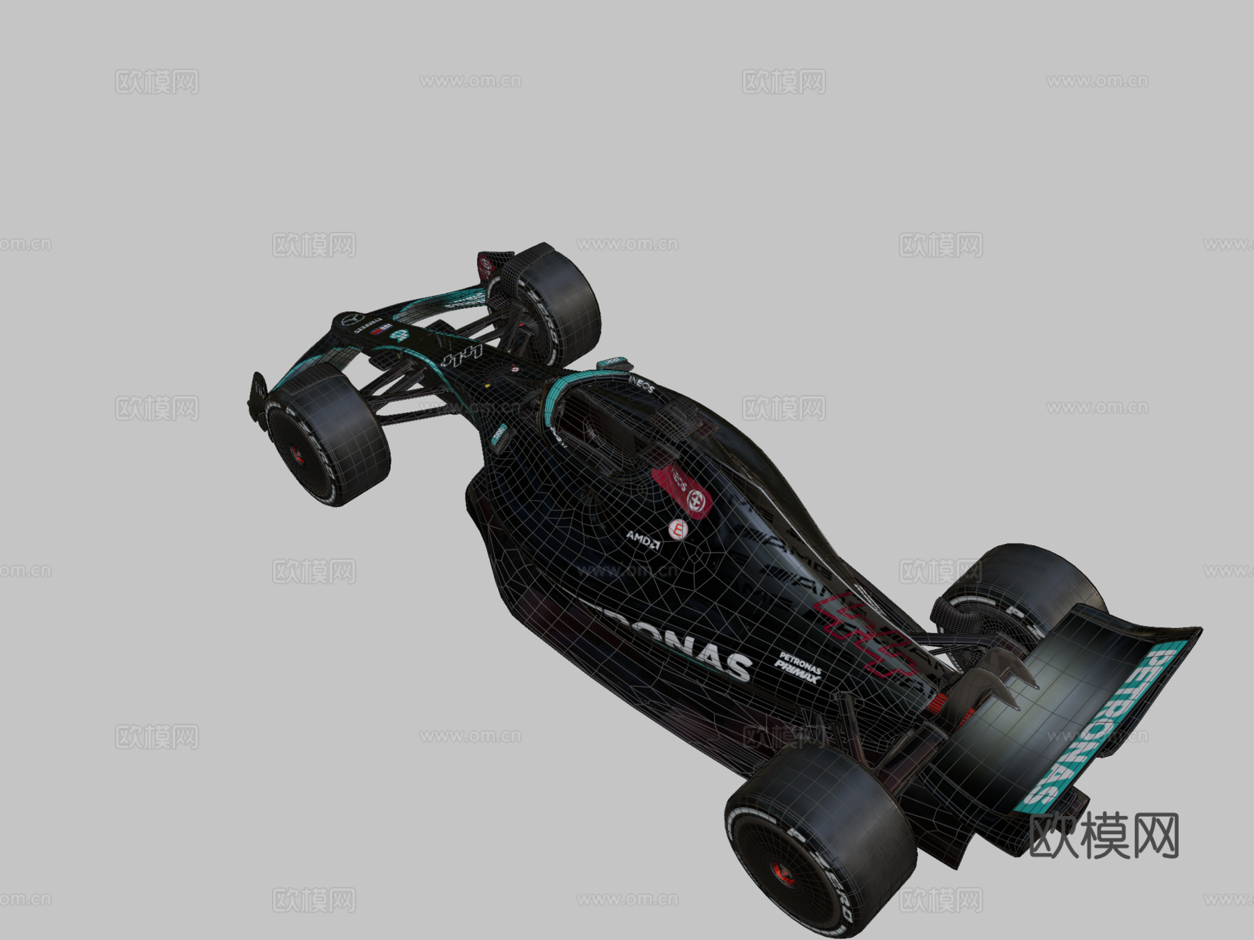 F1梅赛德斯W13概念车3d模型下载（渲染图2）