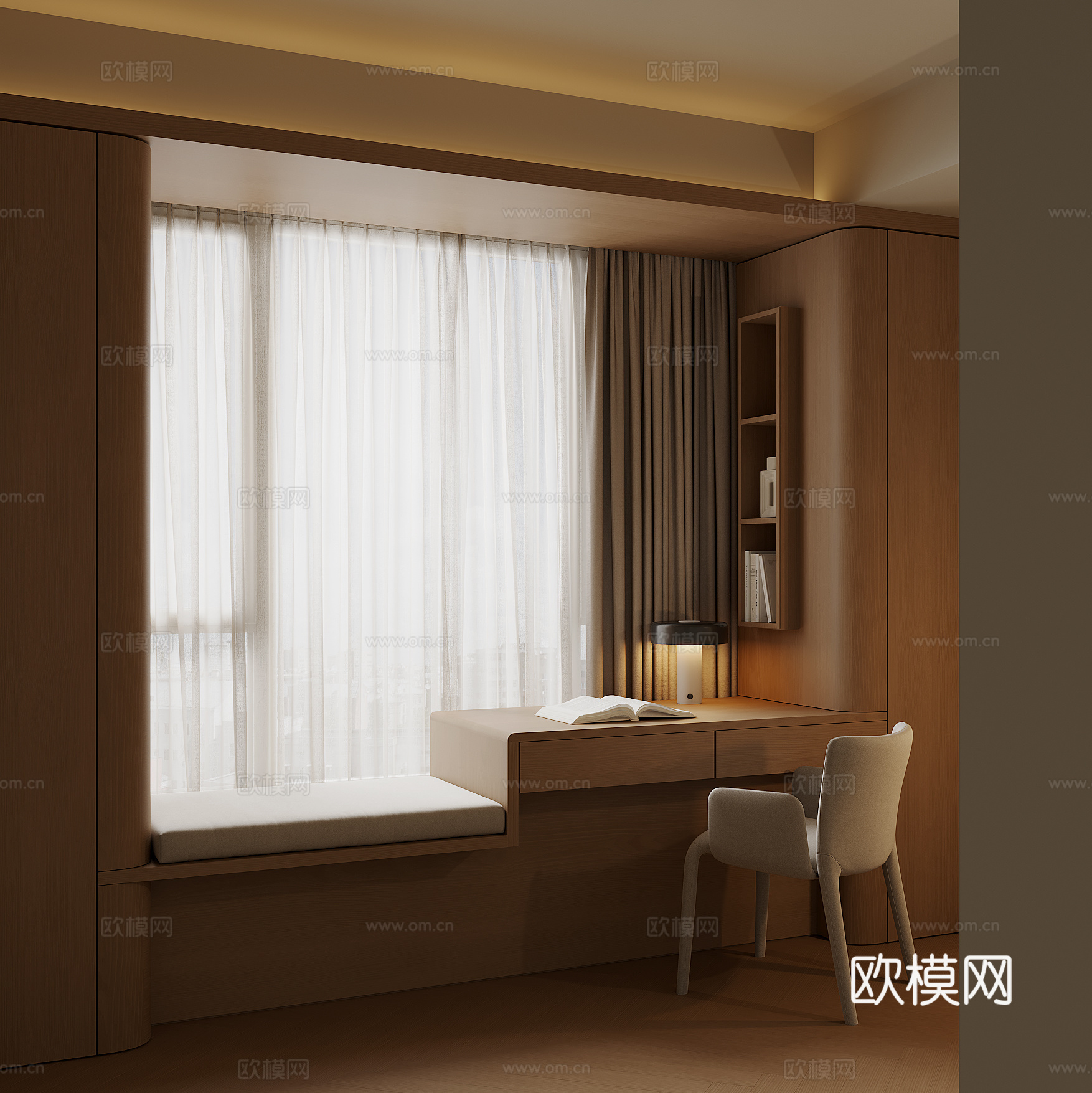 现代飘窗书桌su模型