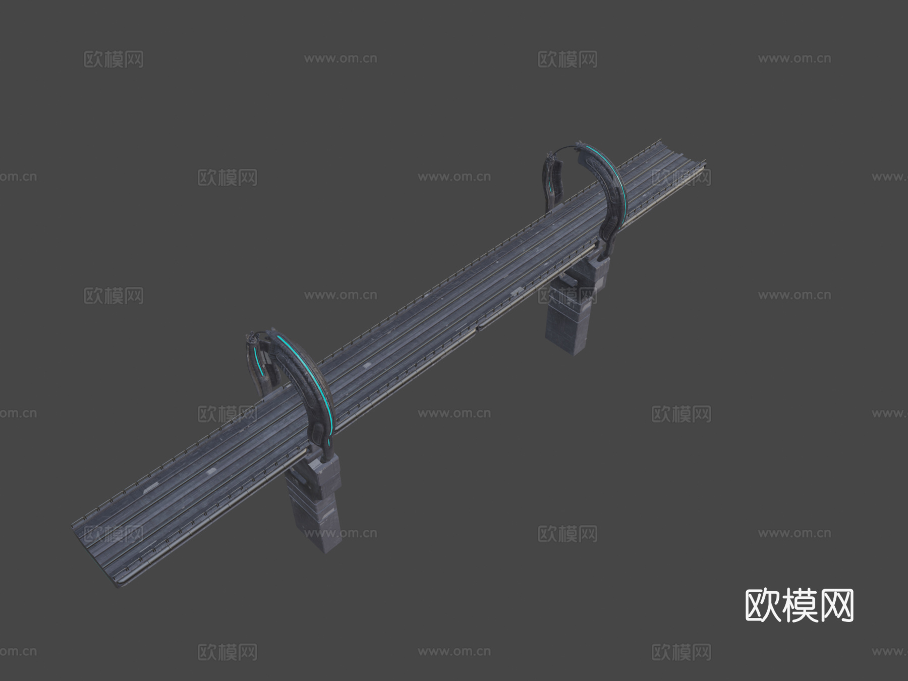 科幻有轨电车火车桥3d模型下载（渲染图8）