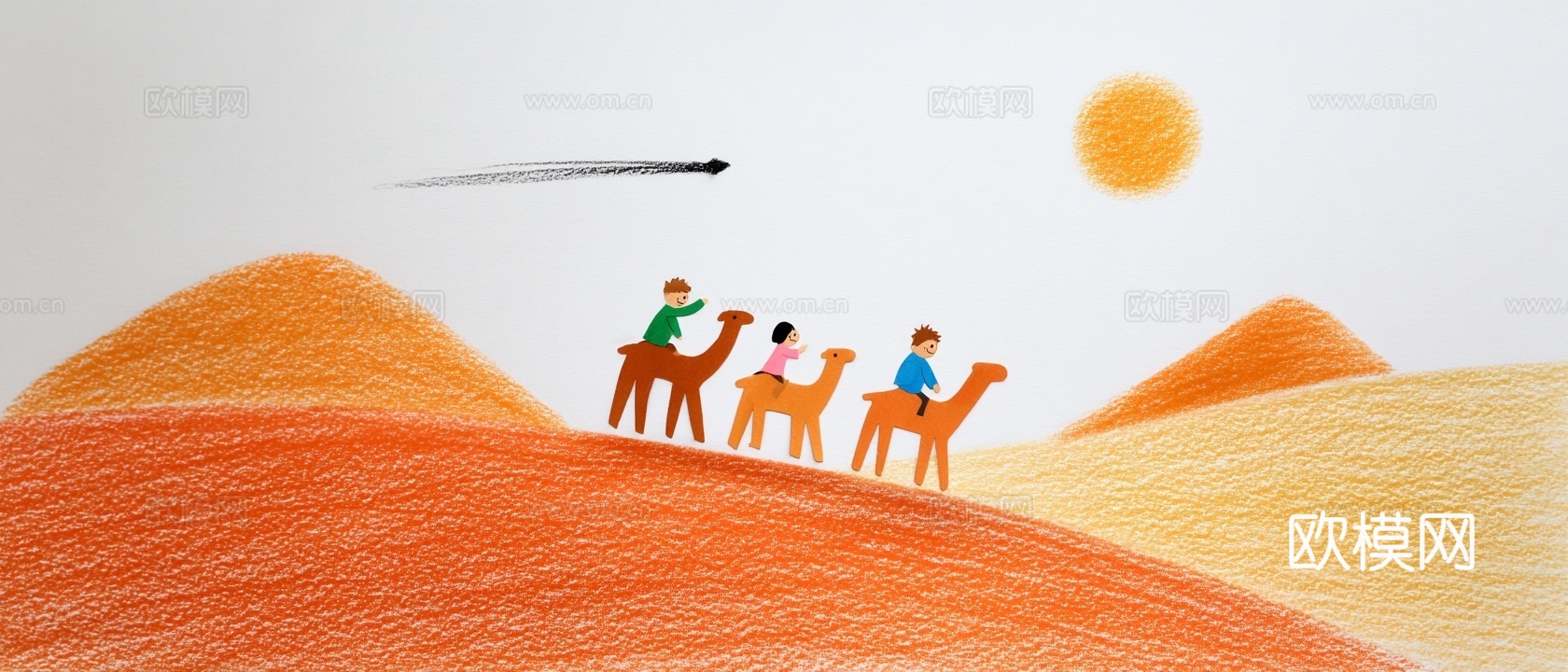 儿童房挂画手工蜡笔画手工铅笔画彩色铅笔画