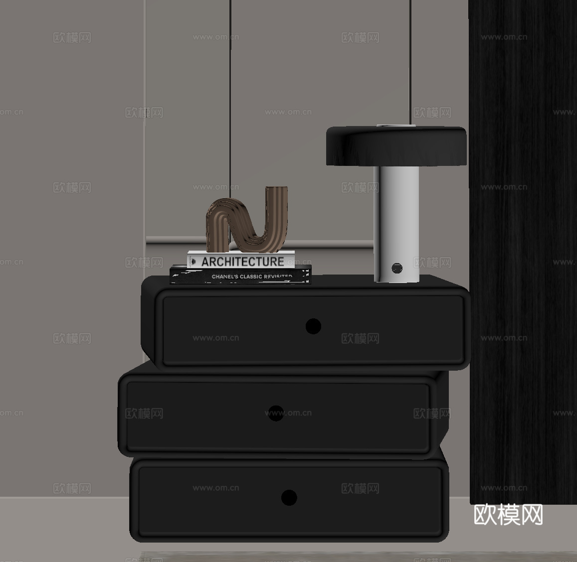 现代意式床头柜su模型