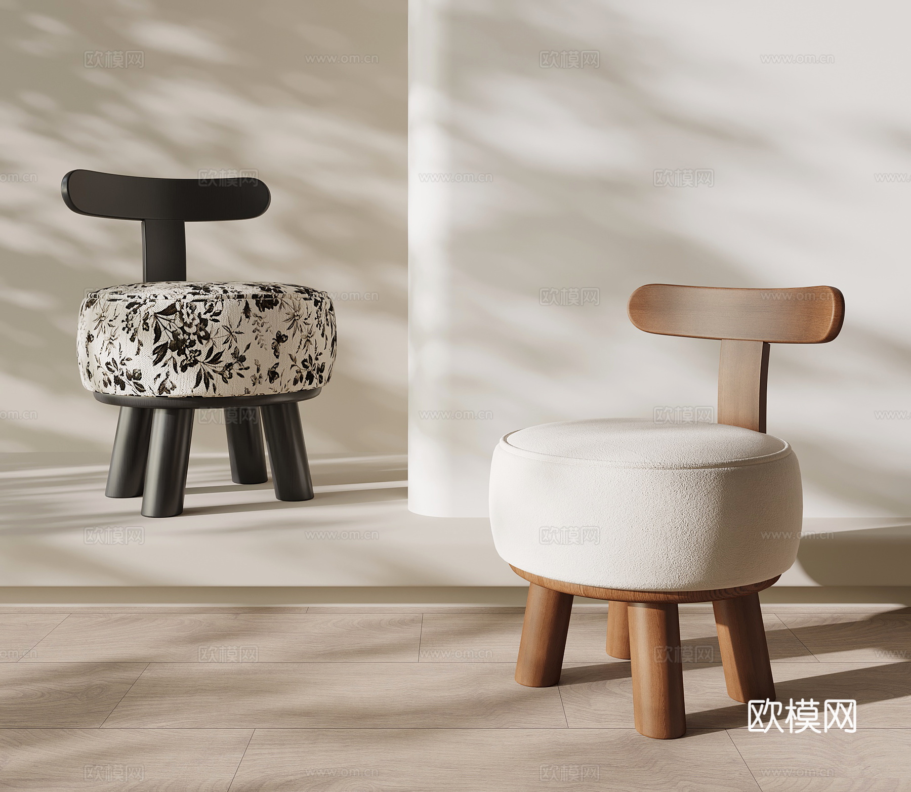 法式中古小凳子 小椅子su模型