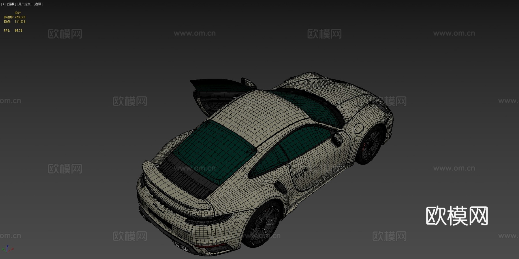 保时捷 911 带内饰3d模型下载（渲染图4）