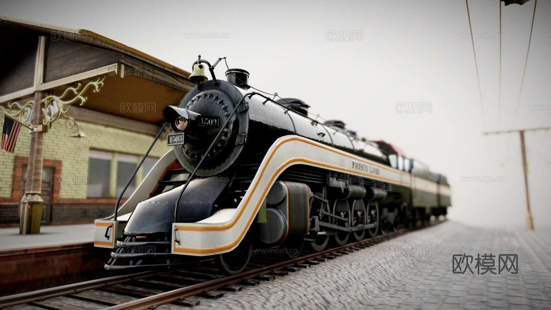 蒸汽机车3d模型下载（渲染图1）