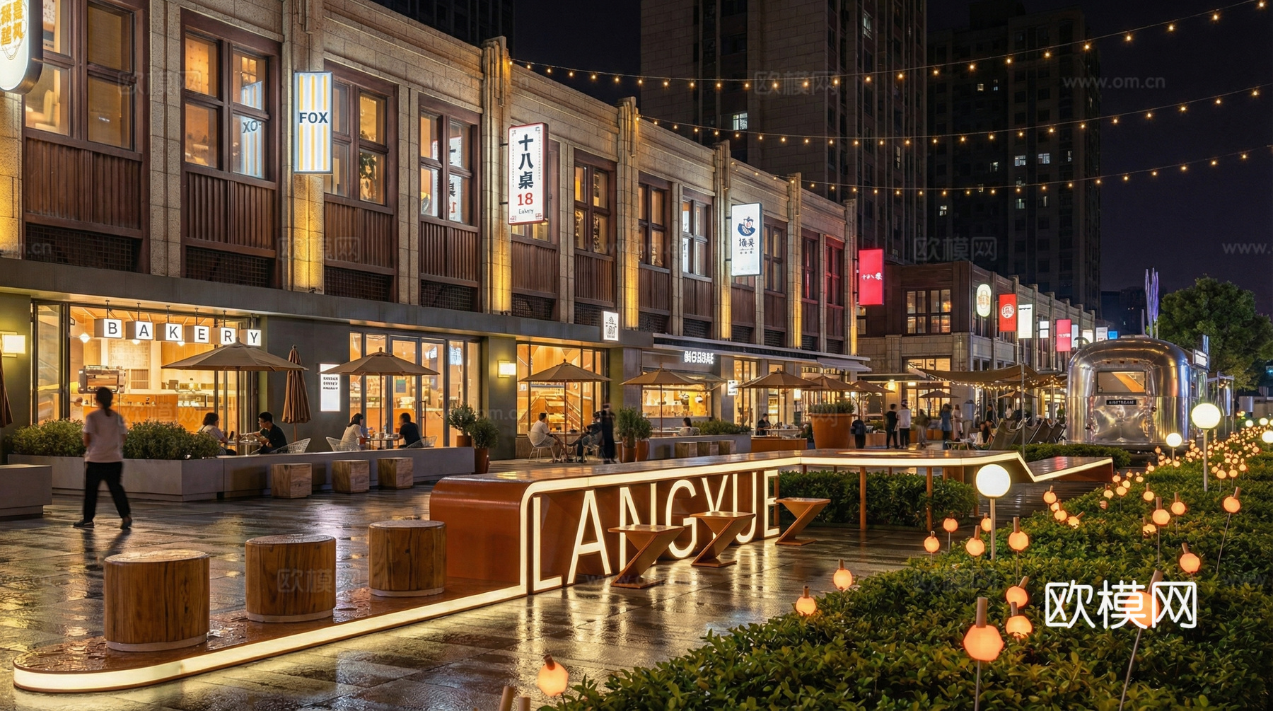 现代极简商业外摆 现代商业街 现代商业外摆 沿街商业外摆su模型