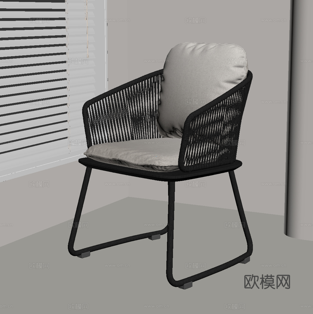 现代休闲椅 藤编休闲椅su模型