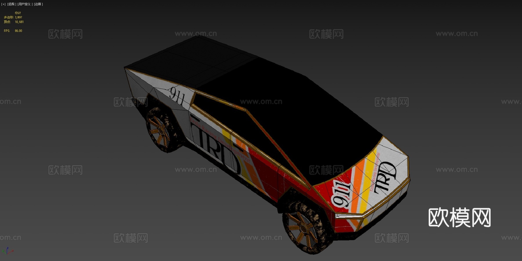 特斯拉Cybertruck赛车3d模型下载（渲染图4）