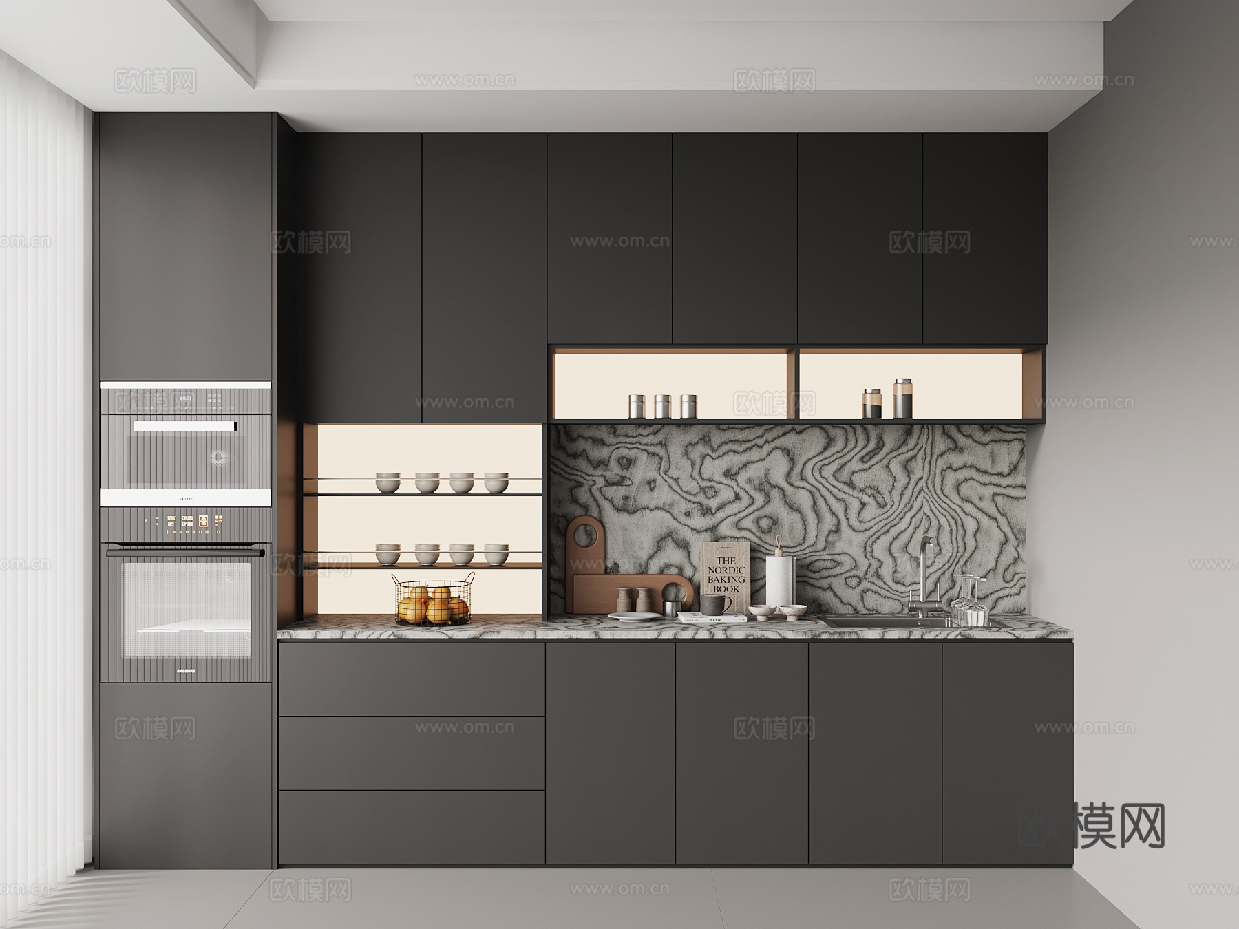 现代意式餐边柜su模型