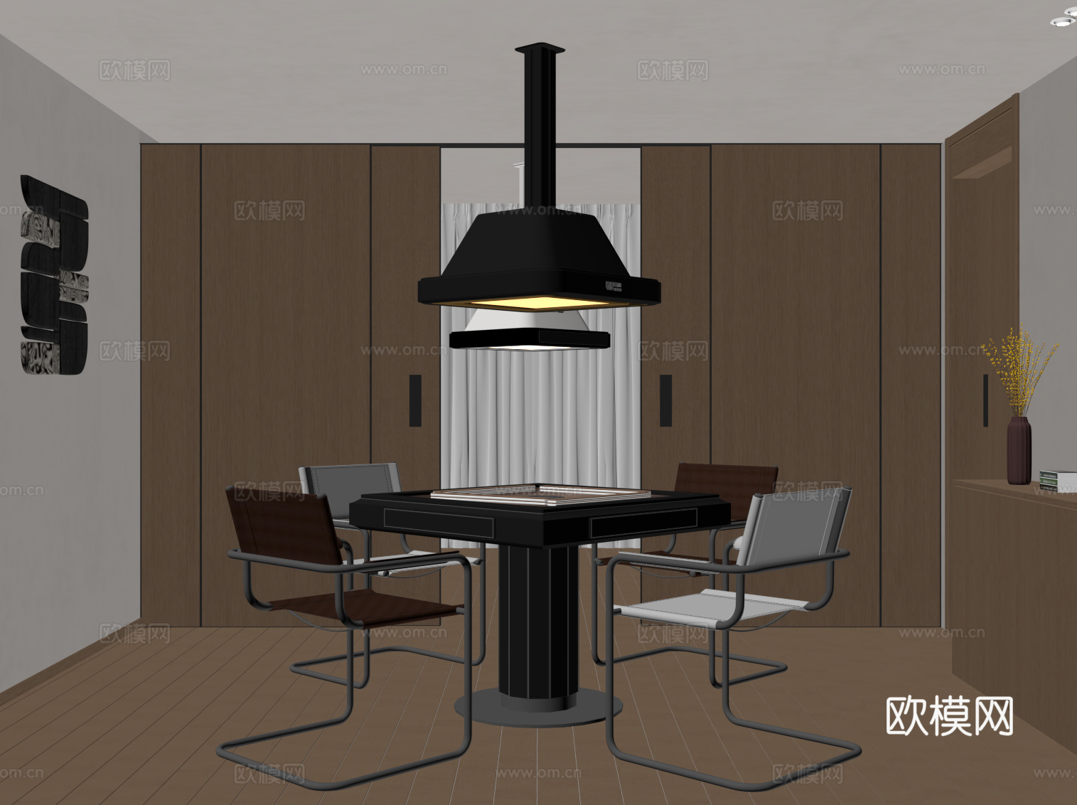 现代意式麻将机 棋牌室su模型