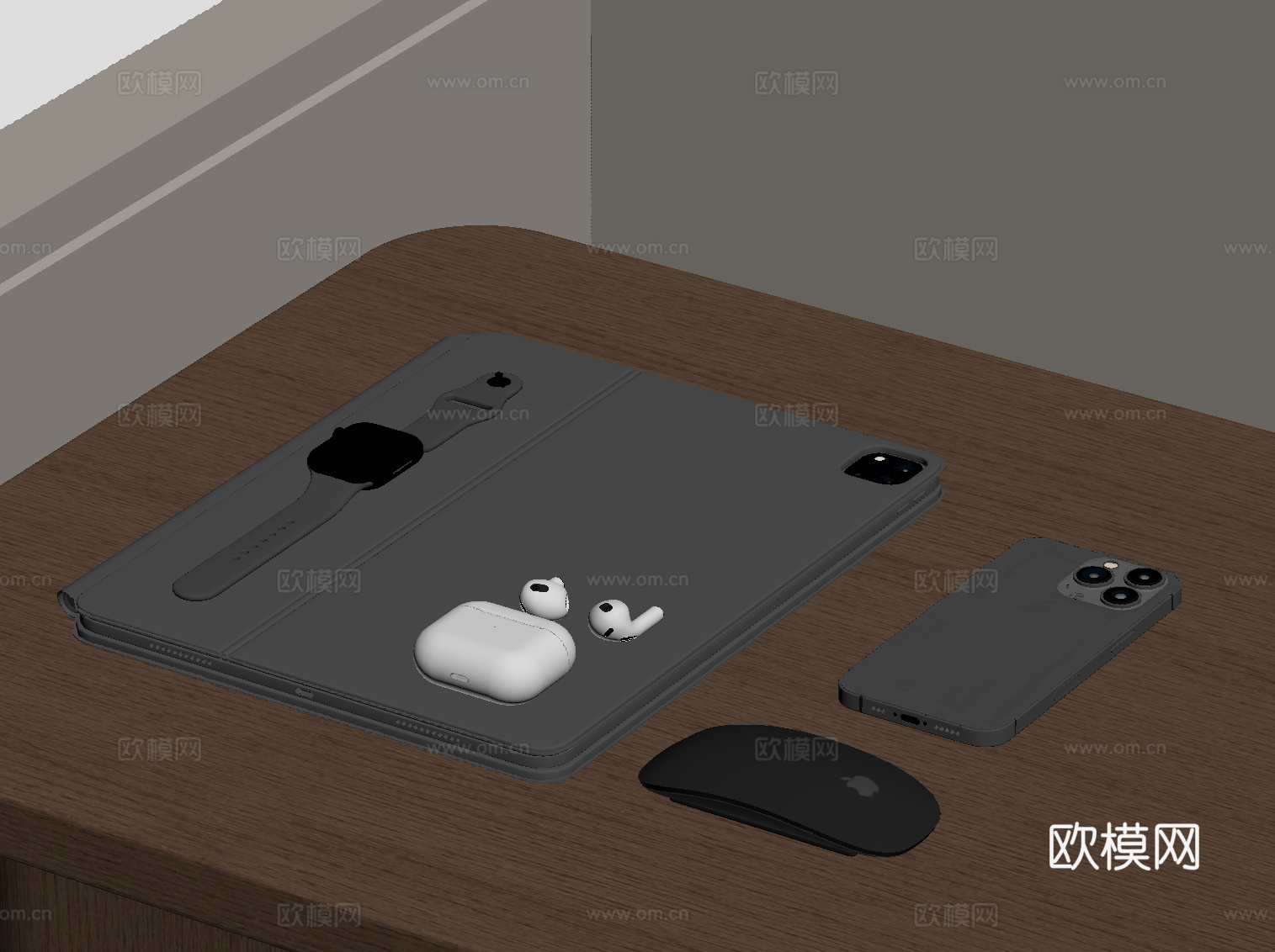 现代摆件 电器 手机平板 手表su模型