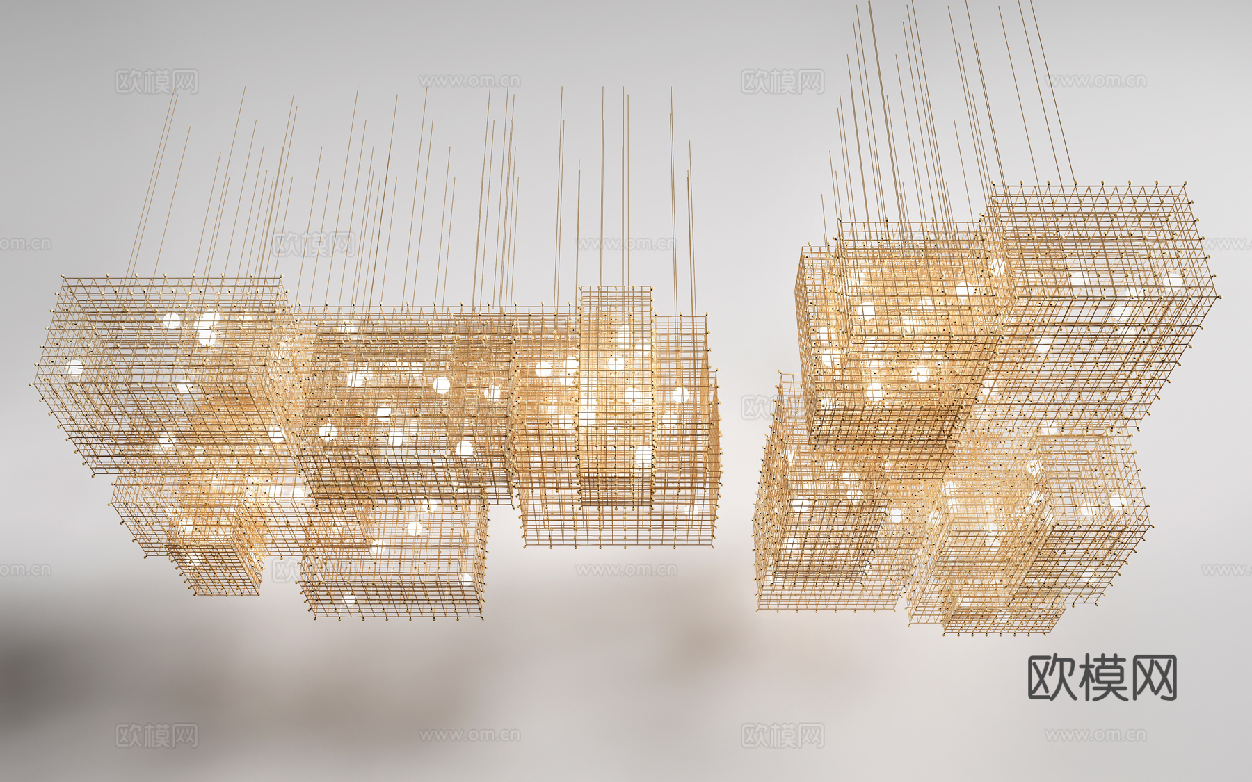 新中式吊灯 铁艺吊灯 工装吊灯su模型