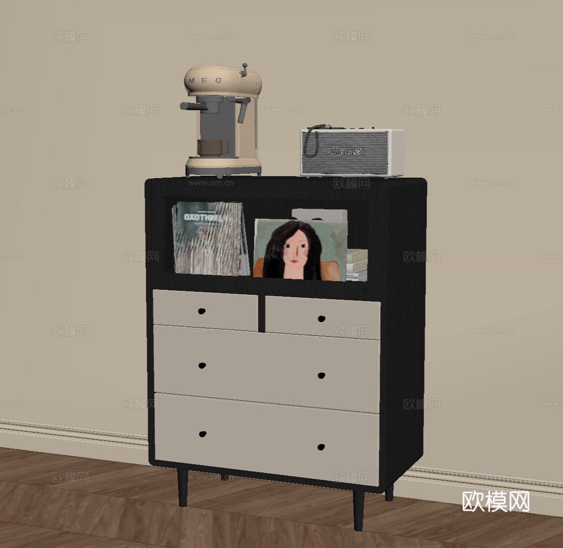 法式复古茶水柜 边柜 斗柜su模型