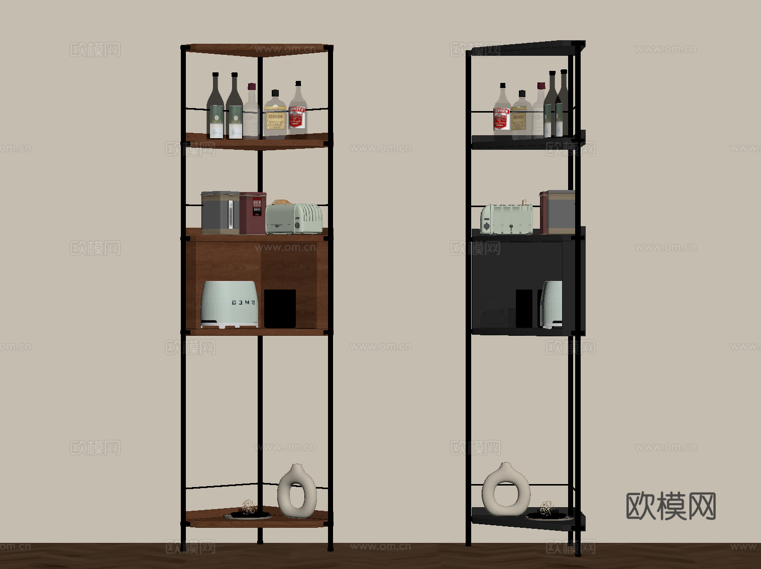 法式中古角柜 酒柜 置物柜su模型