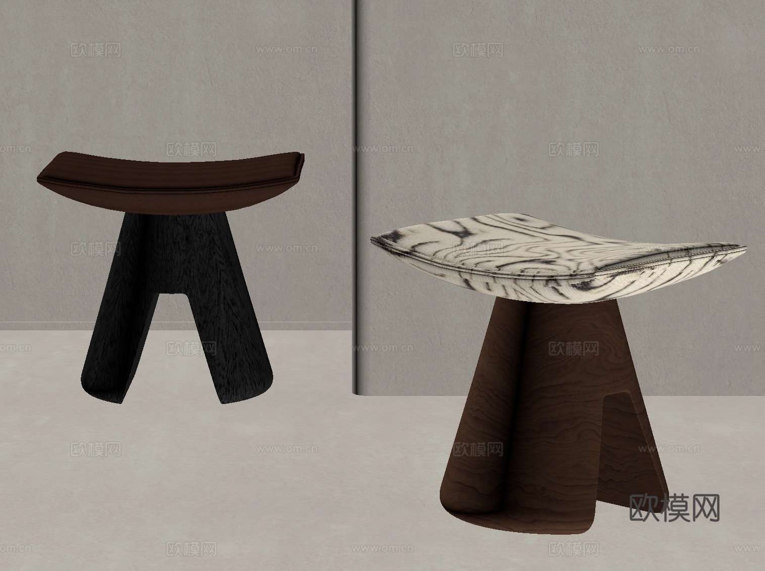 现代意式沙发凳 换鞋凳su模型