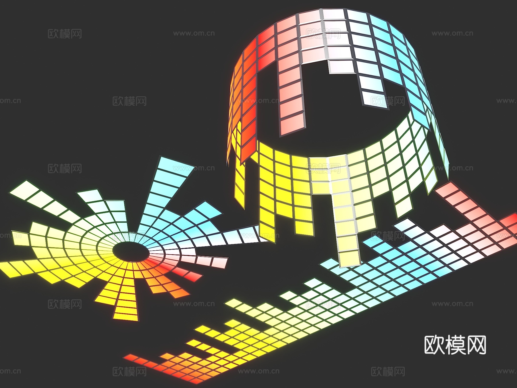 现代吊顶 科技吊顶 科技灯光 律动灯光 展厅吊灯 展厅吊顶su模型