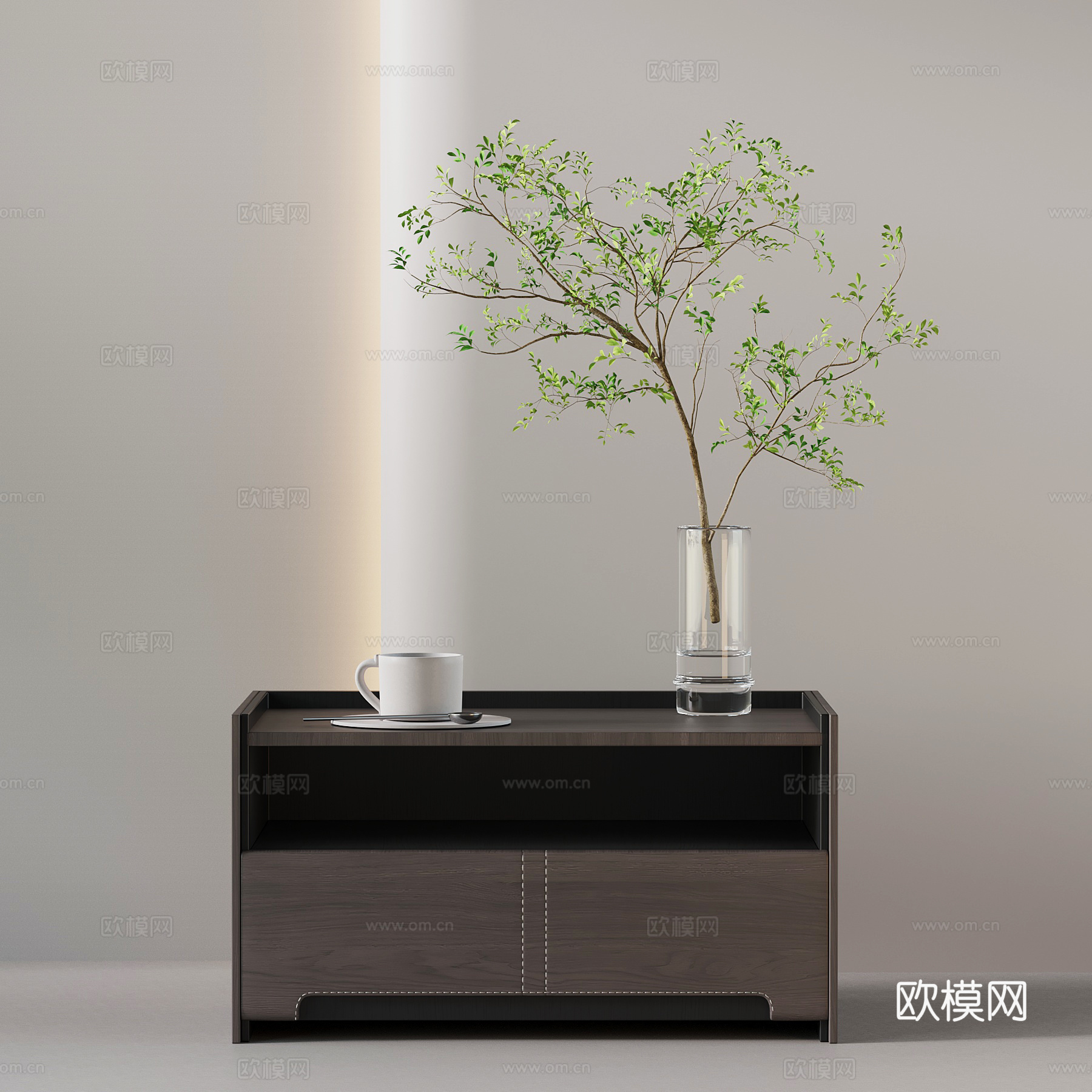 现代意式床头柜su模型