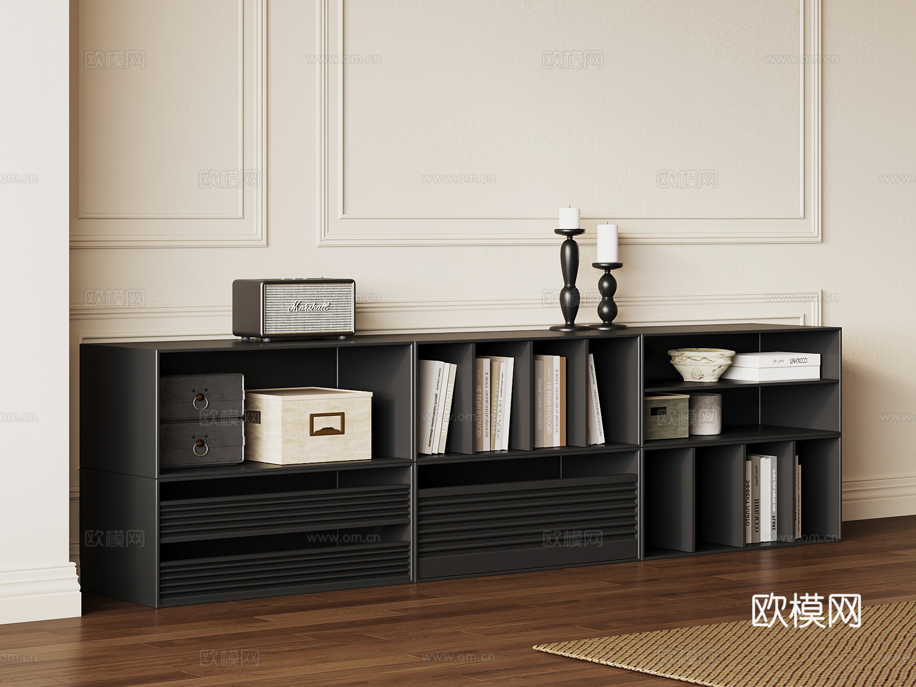 法式复古书柜 置物柜su模型