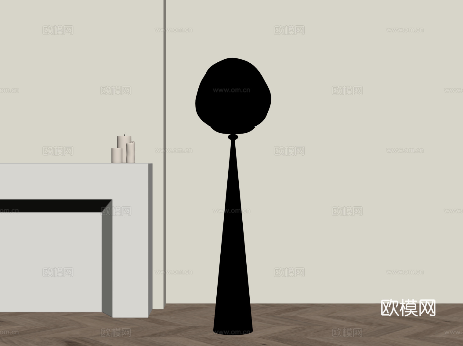 现代意式落地灯 落地摆件su模型