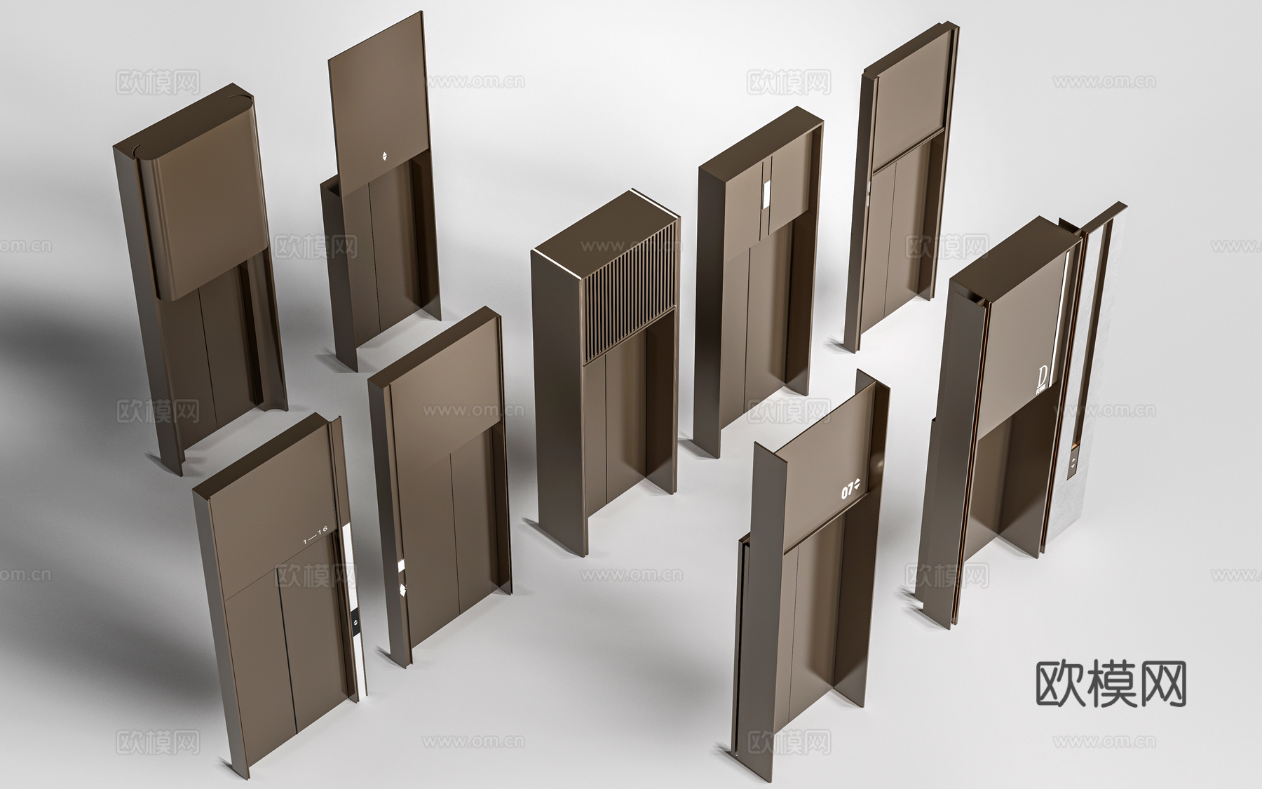 现代电梯厅 电梯门 电梯轿厢 升降电梯su模型